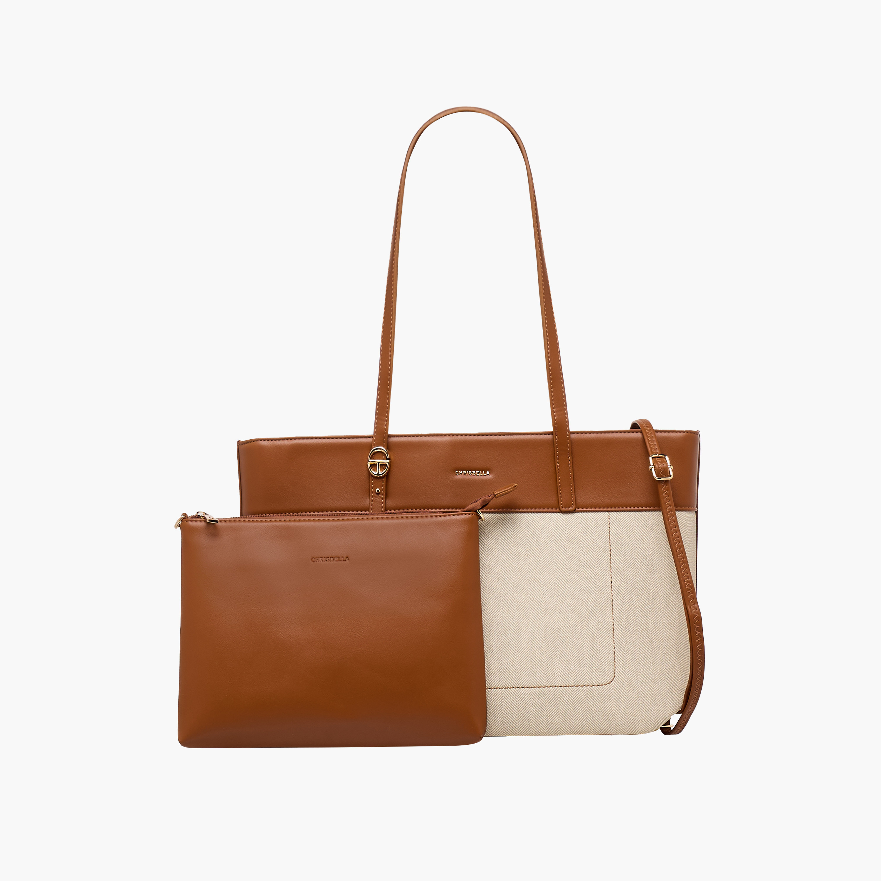 Chrisbella Colourblock Tote Bag with Pouch-women-bagsandwallets-handbags-image-1