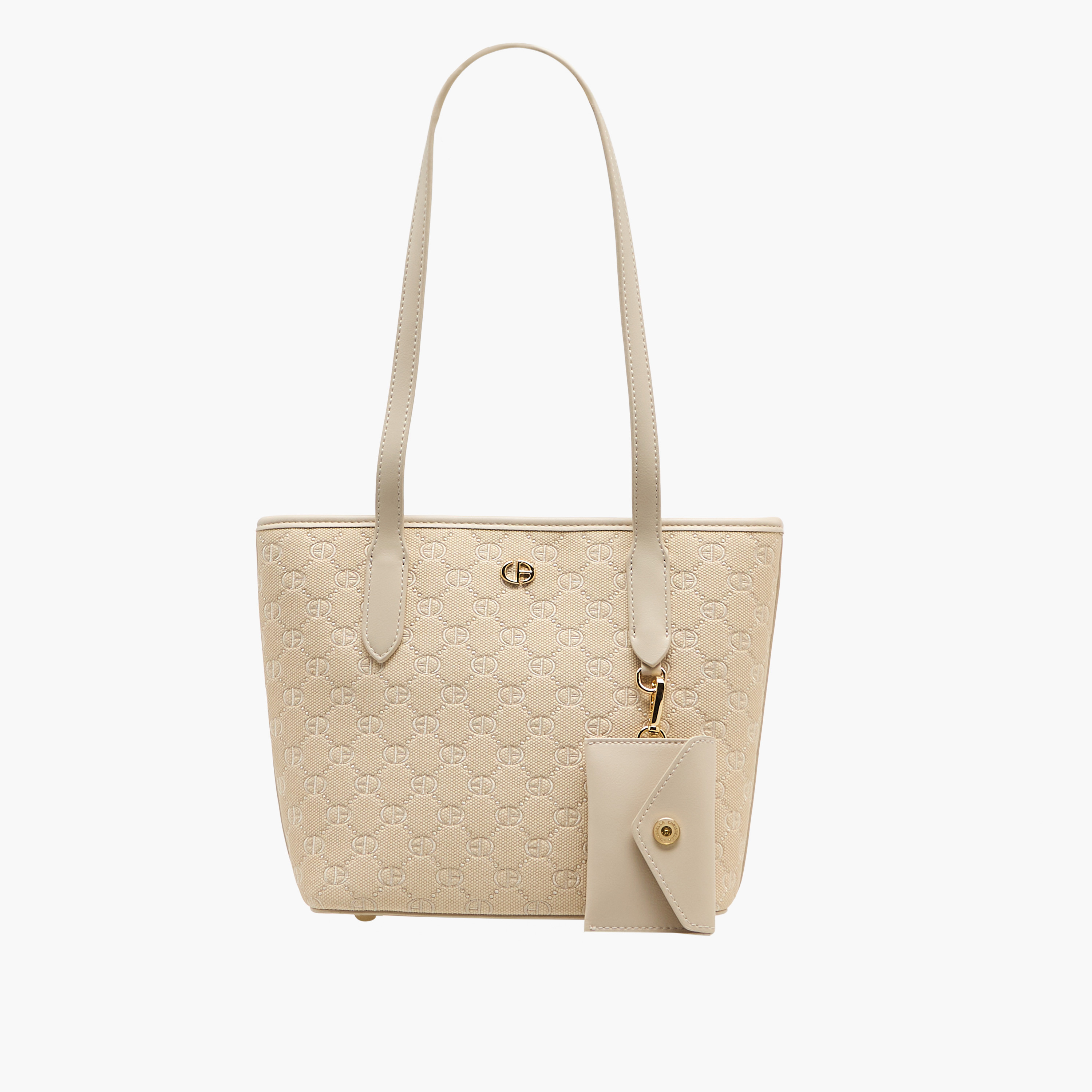 Chrisbella Monogram Textured Shoulder Bag with Wallet and Pouch-women-bagsandwallets-handbags-image-3