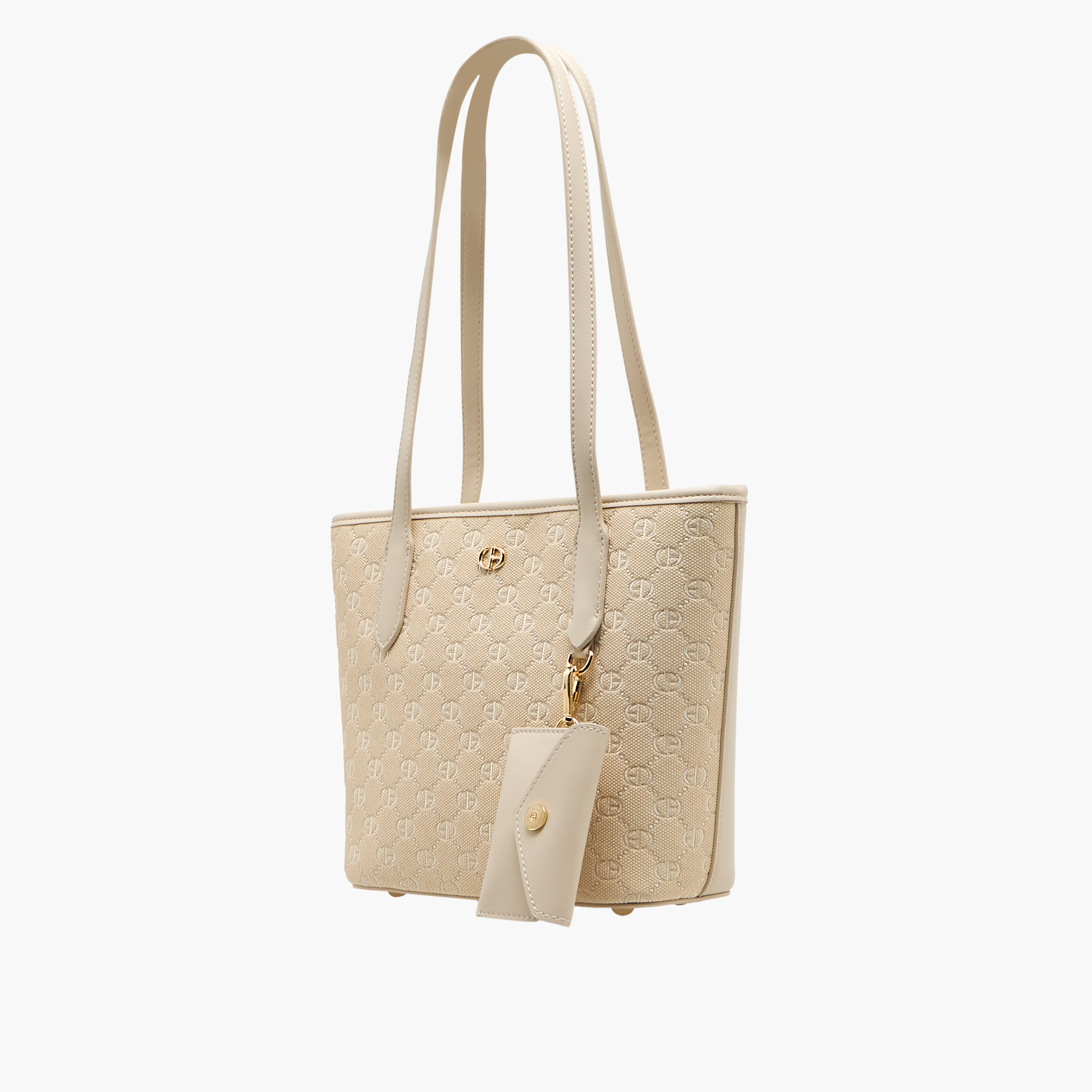 Chrisbella Monogram Textured Shoulder Bag with Wallet and Pouch-women-bagsandwallets-handbags-image-4