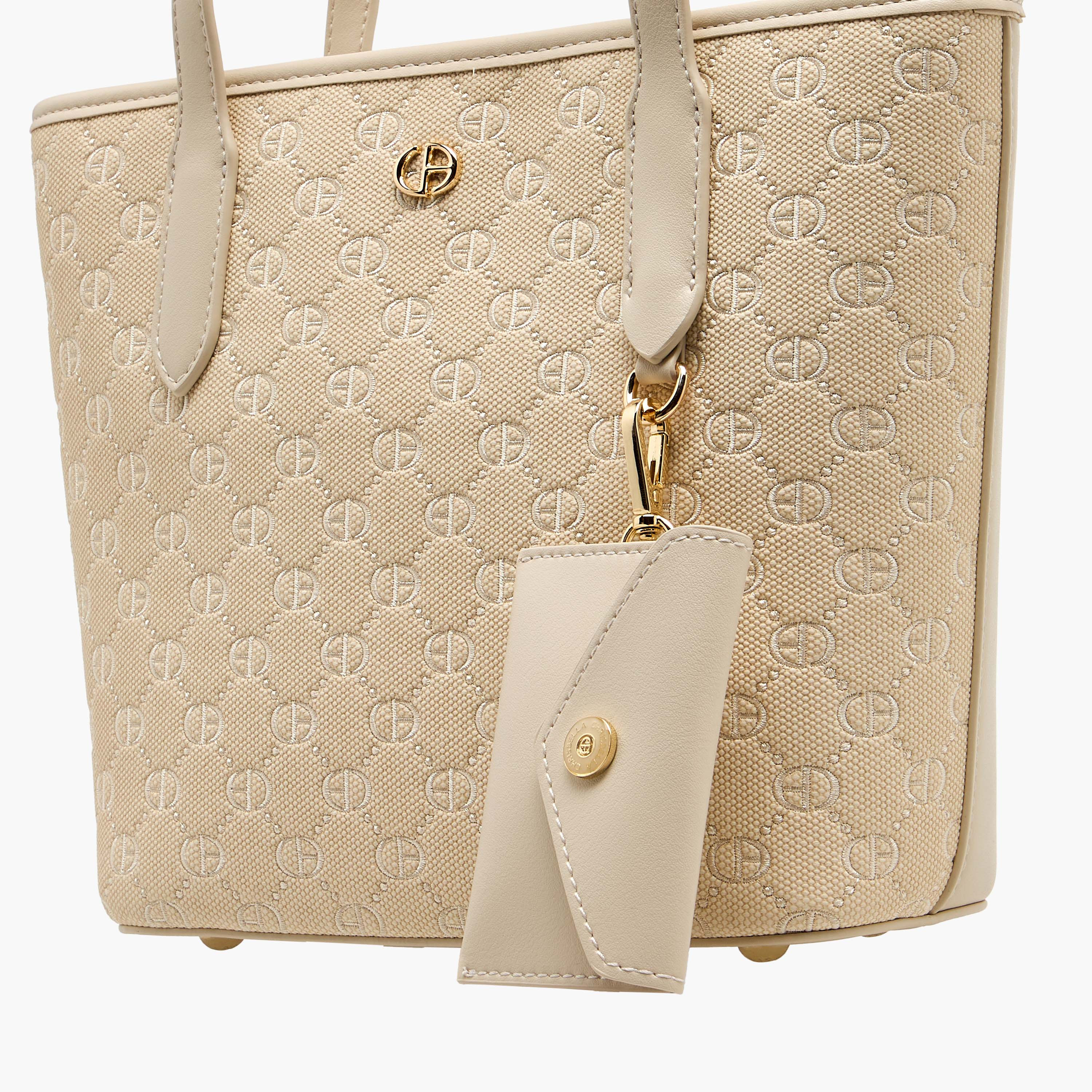Chrisbella Monogram Textured Shoulder Bag with Wallet and Pouch-women-bagsandwallets-handbags-image-6