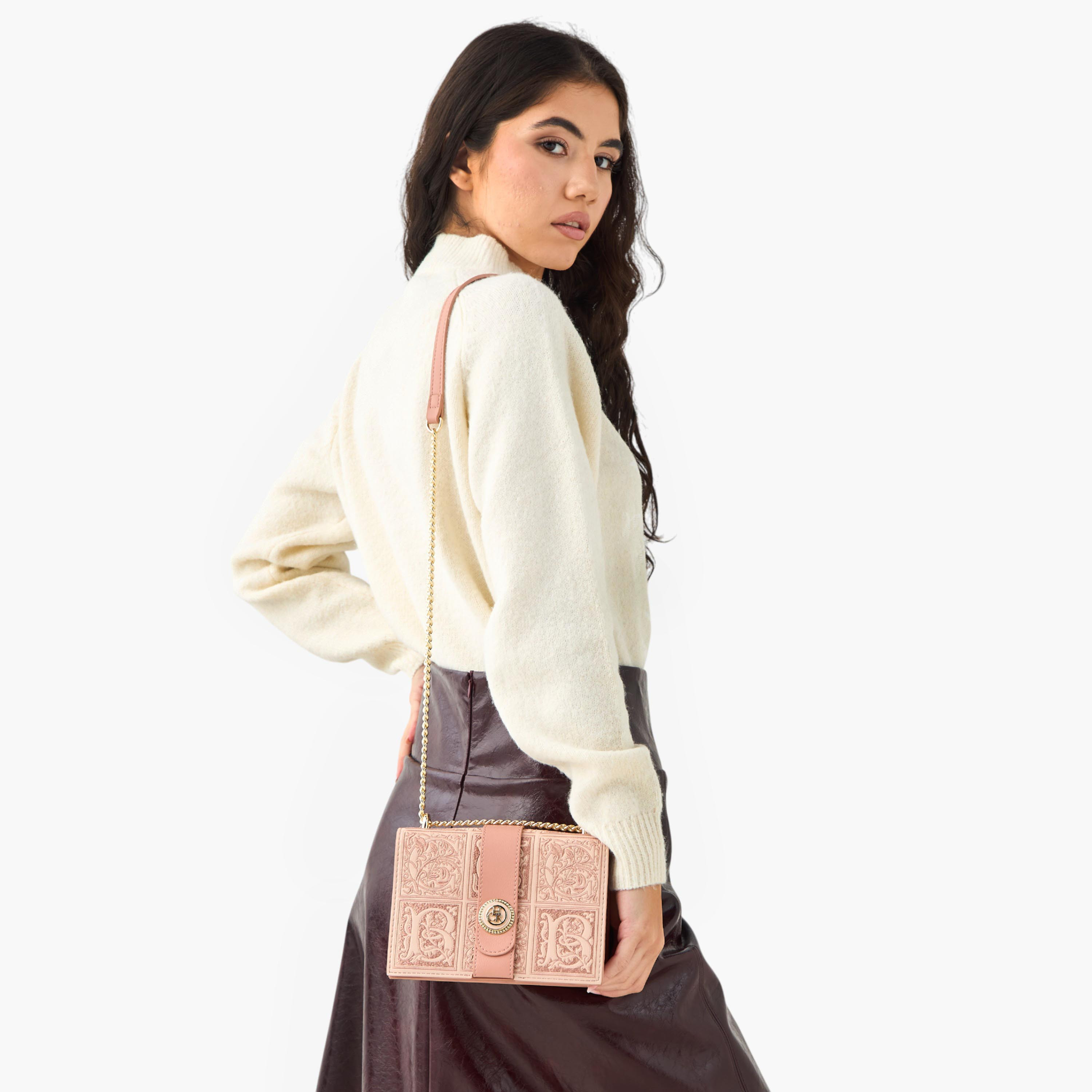 Chrisbella Embroidered Crossbody Bag with Chain Strap-women-bagsandwallets-handbags-image-2