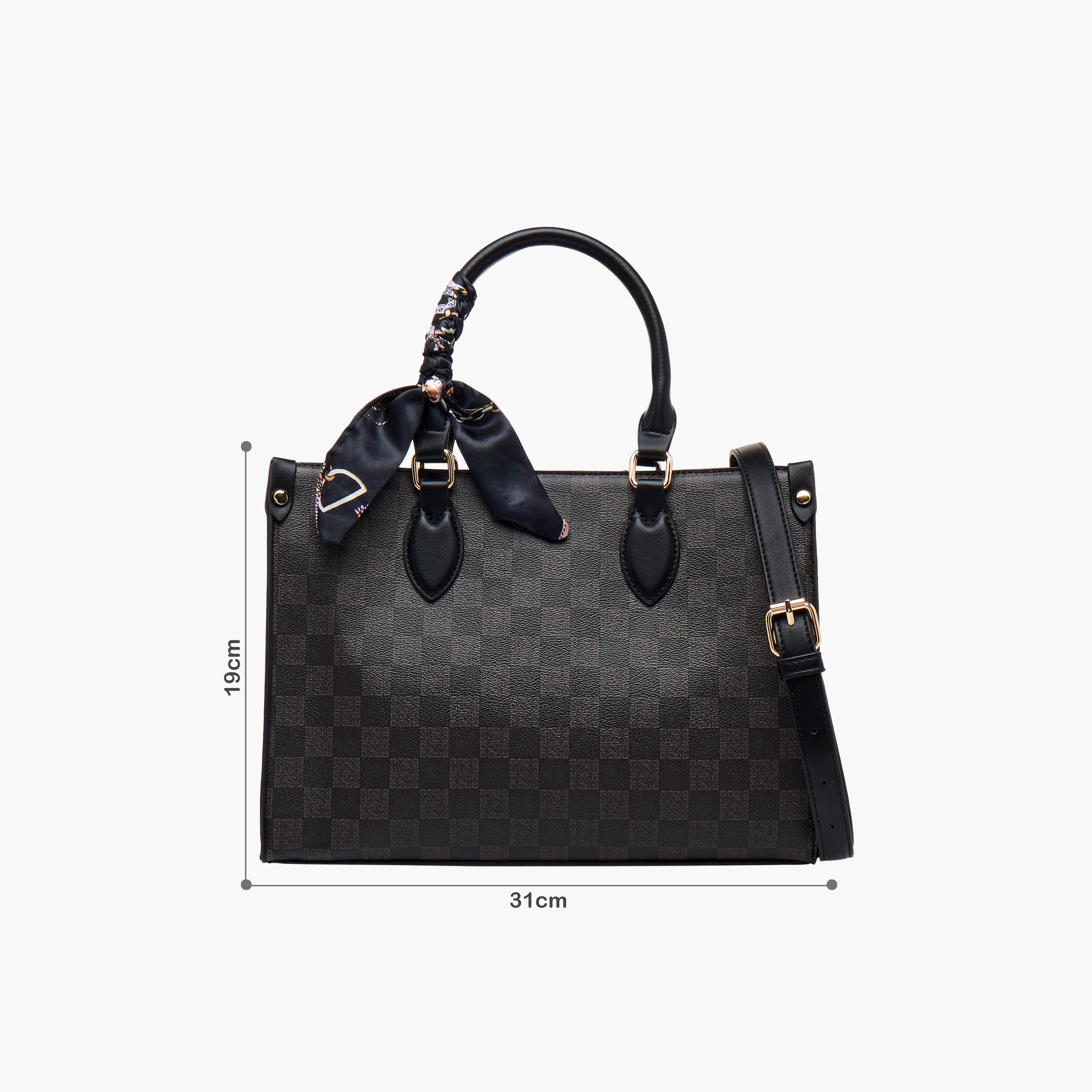 Sasha Tia Checked Tote Bag with Double Handle-women-bagsandwallets-handbags-image-3