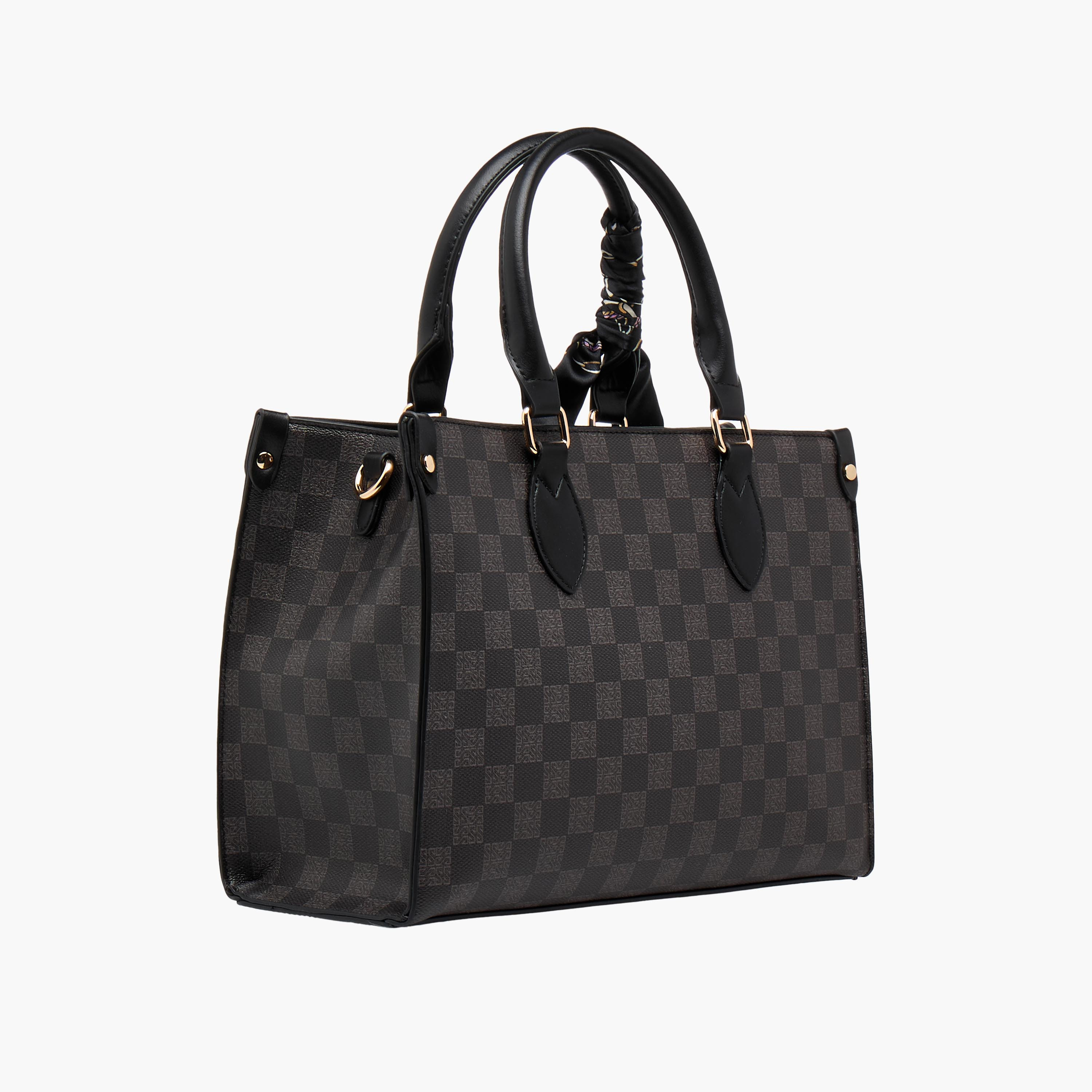 Sasha Tia Checked Tote Bag with Double Handle-women-bagsandwallets-handbags-image-5