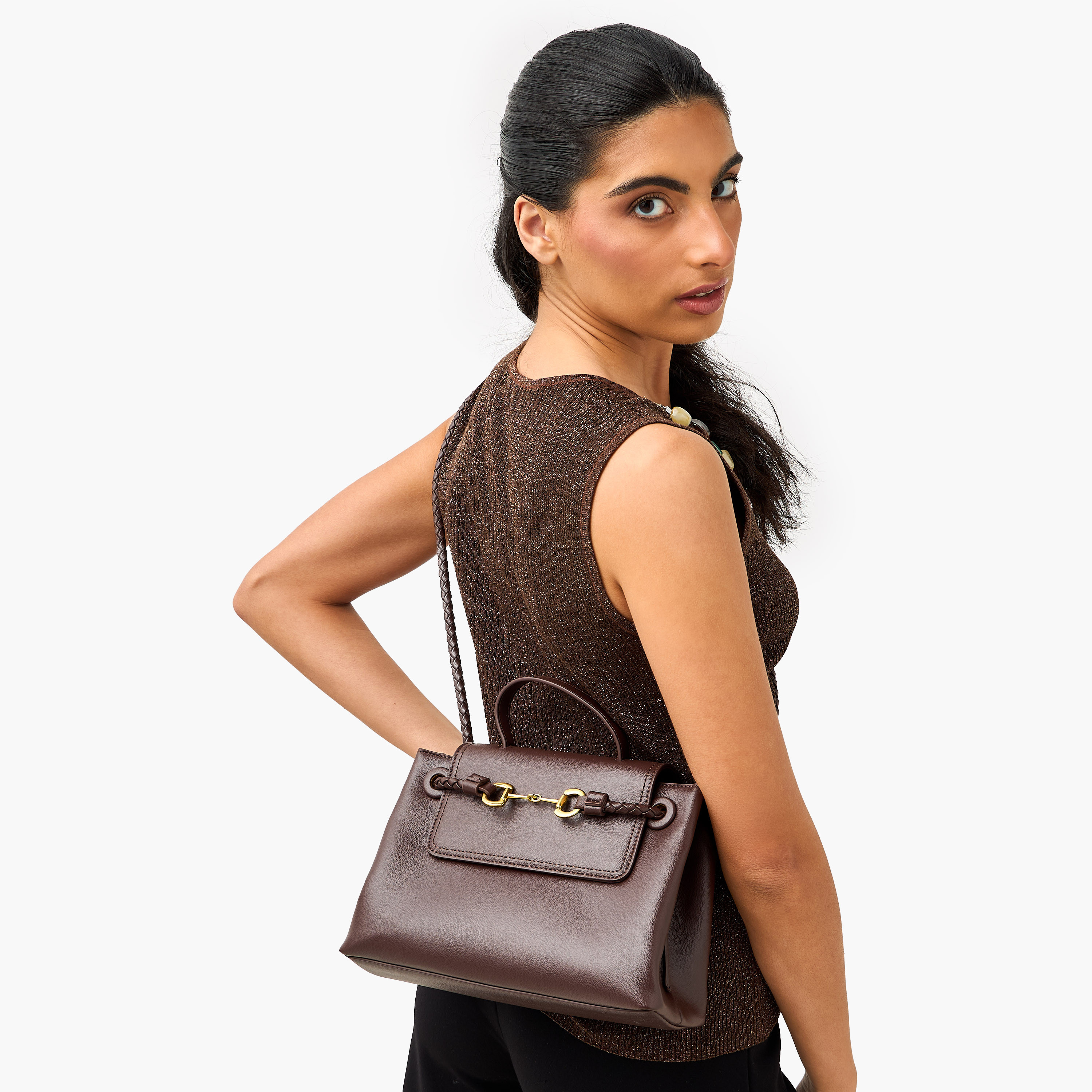 Sasha Textured Tote Bag with Braided Double Handle-women-bagsandwallets-handbags-image-2