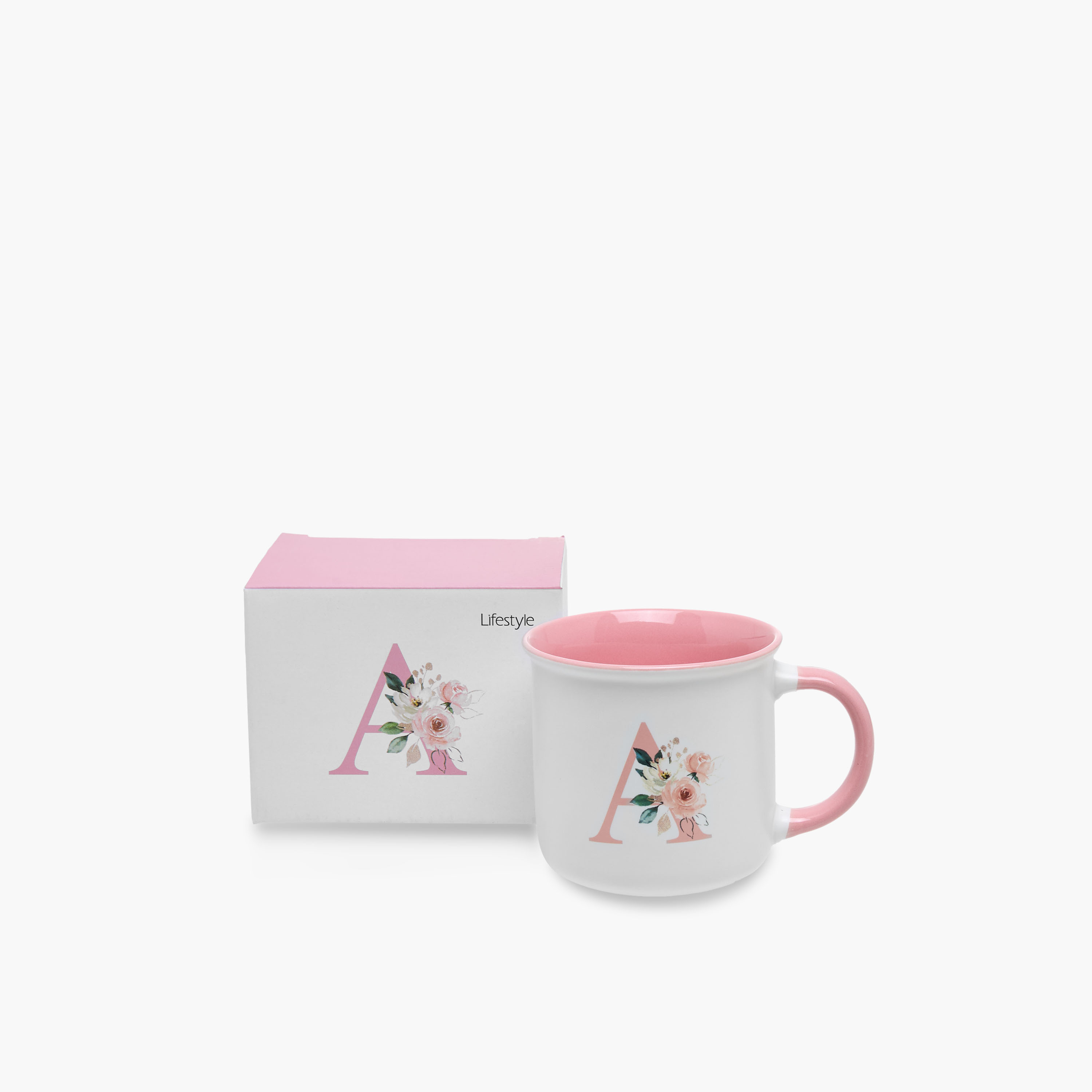 Floral Print Bone China Mug with Initial A - 355 ml-household-dining-teaandcoffee-mugsandcups-image-4