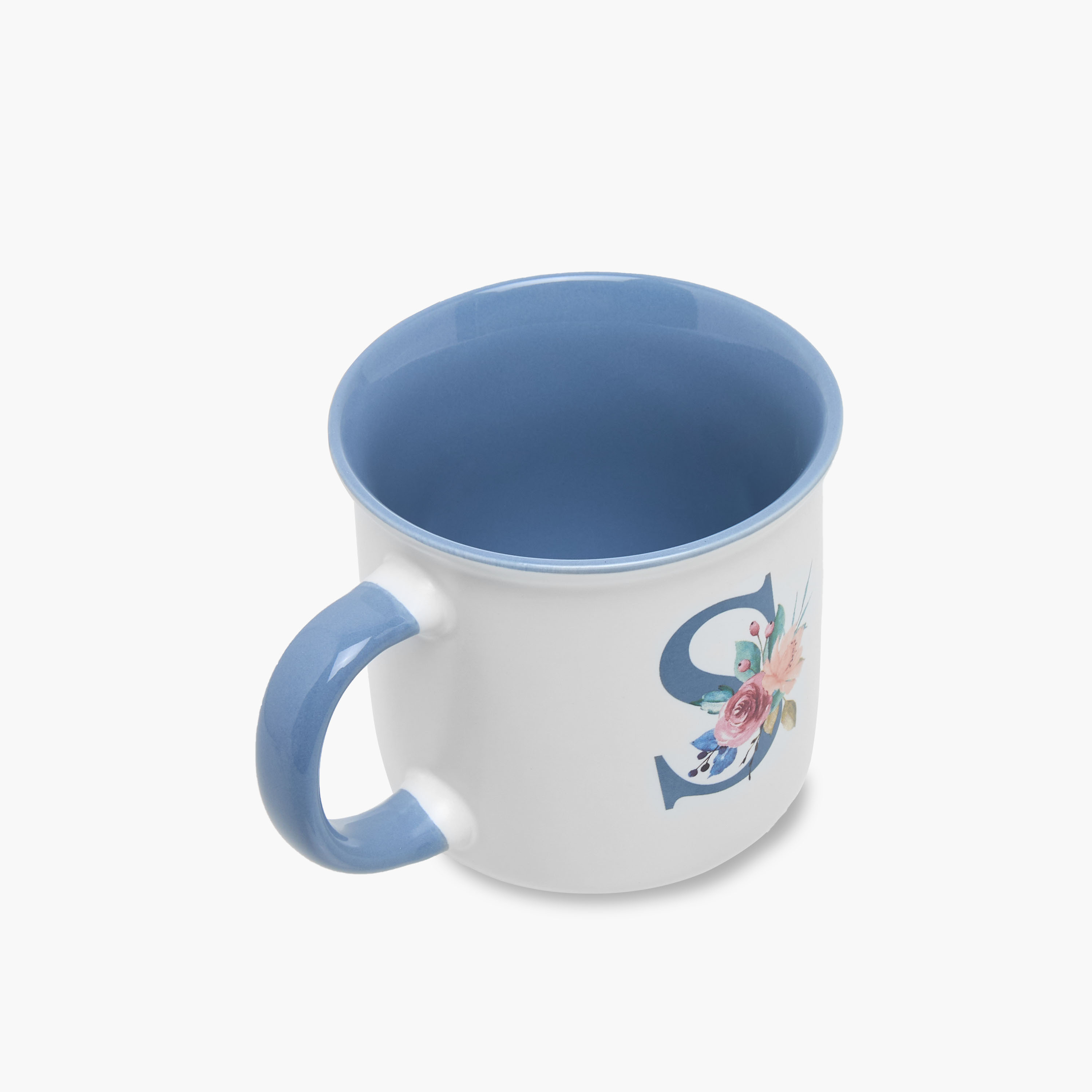 Floral Print Bone China Mug with Initial S - 355 ml-household-dining-teaandcoffee-mugsandcups-image-2
