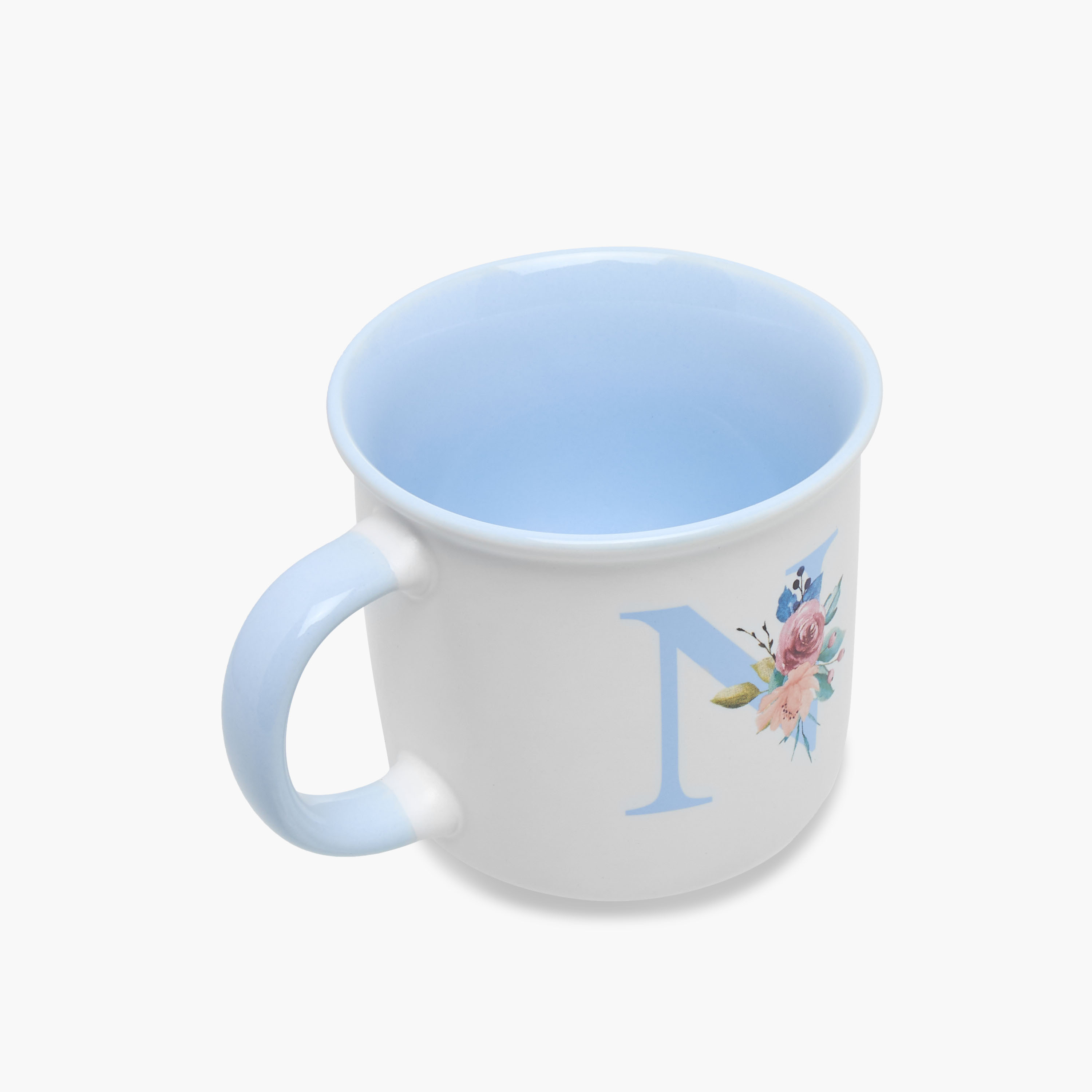 Floral Print Bone China Mug with Initial N - 355 ml-household-dining-teaandcoffee-mugsandcups-image-2