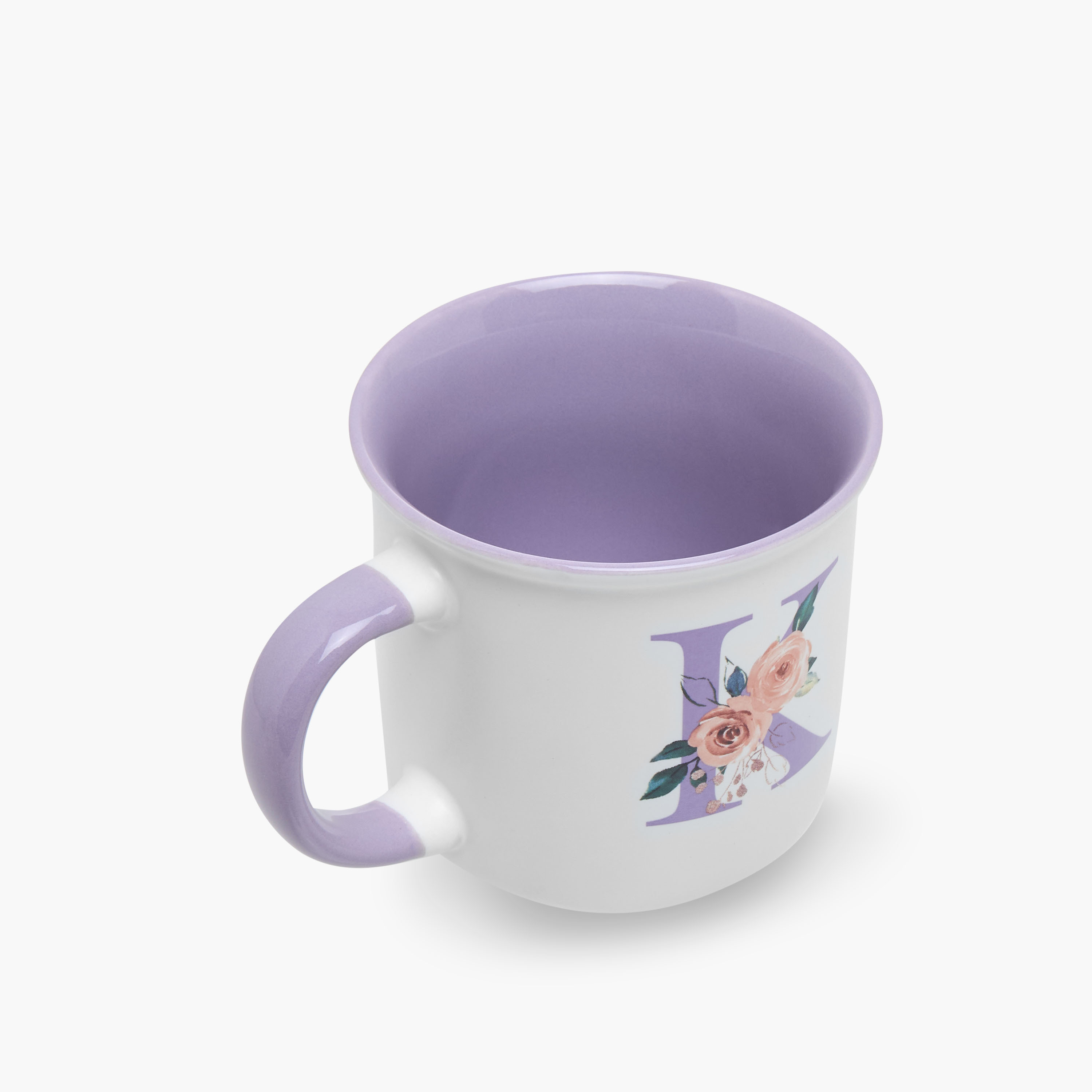Floral Print Bone China Mug with Initial K - 355 ml-household-dining-teaandcoffee-mugsandcups-image-2