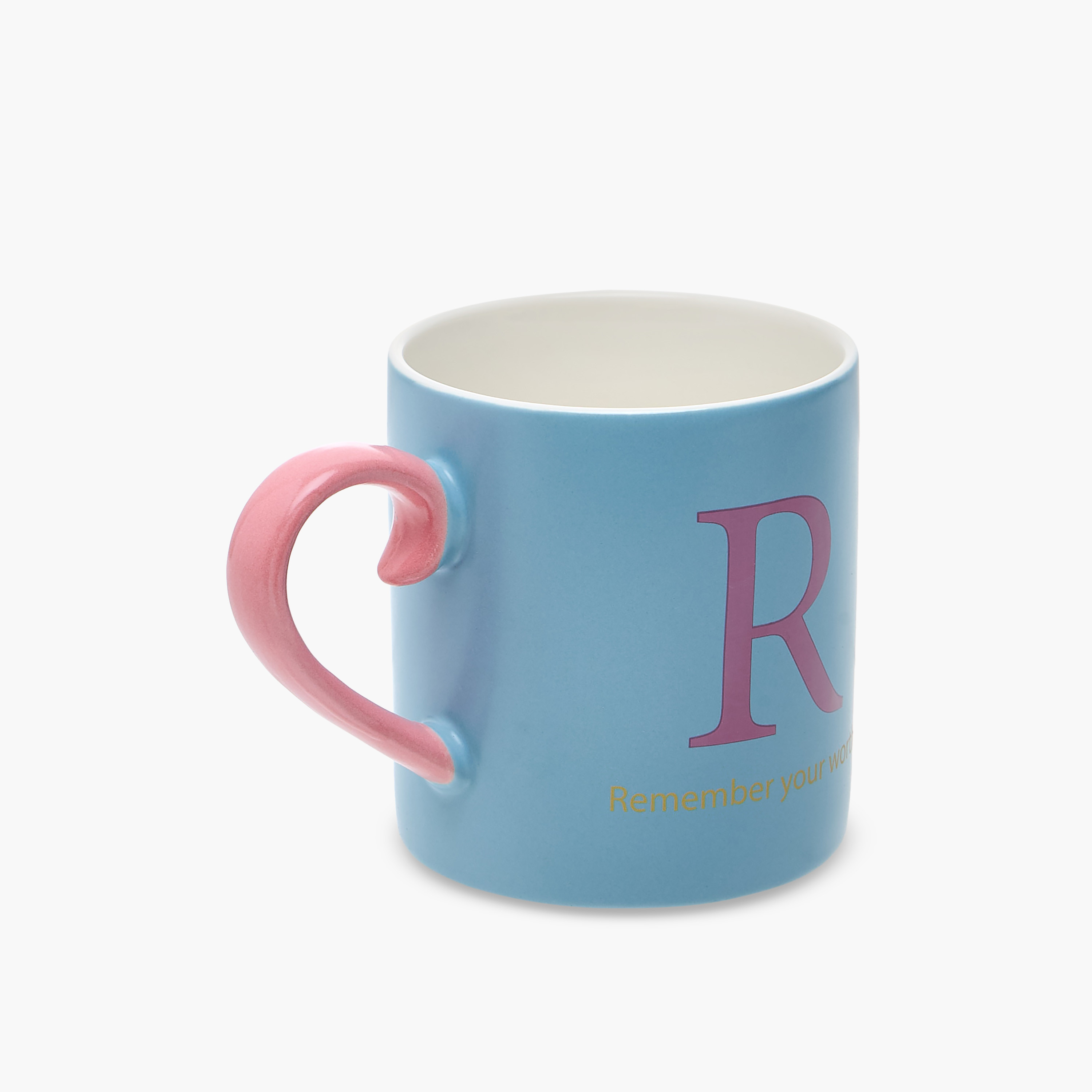 Slogan Print Bone China Mug with Initial R-household-dining-teaandcoffee-mugsandcups-image-4