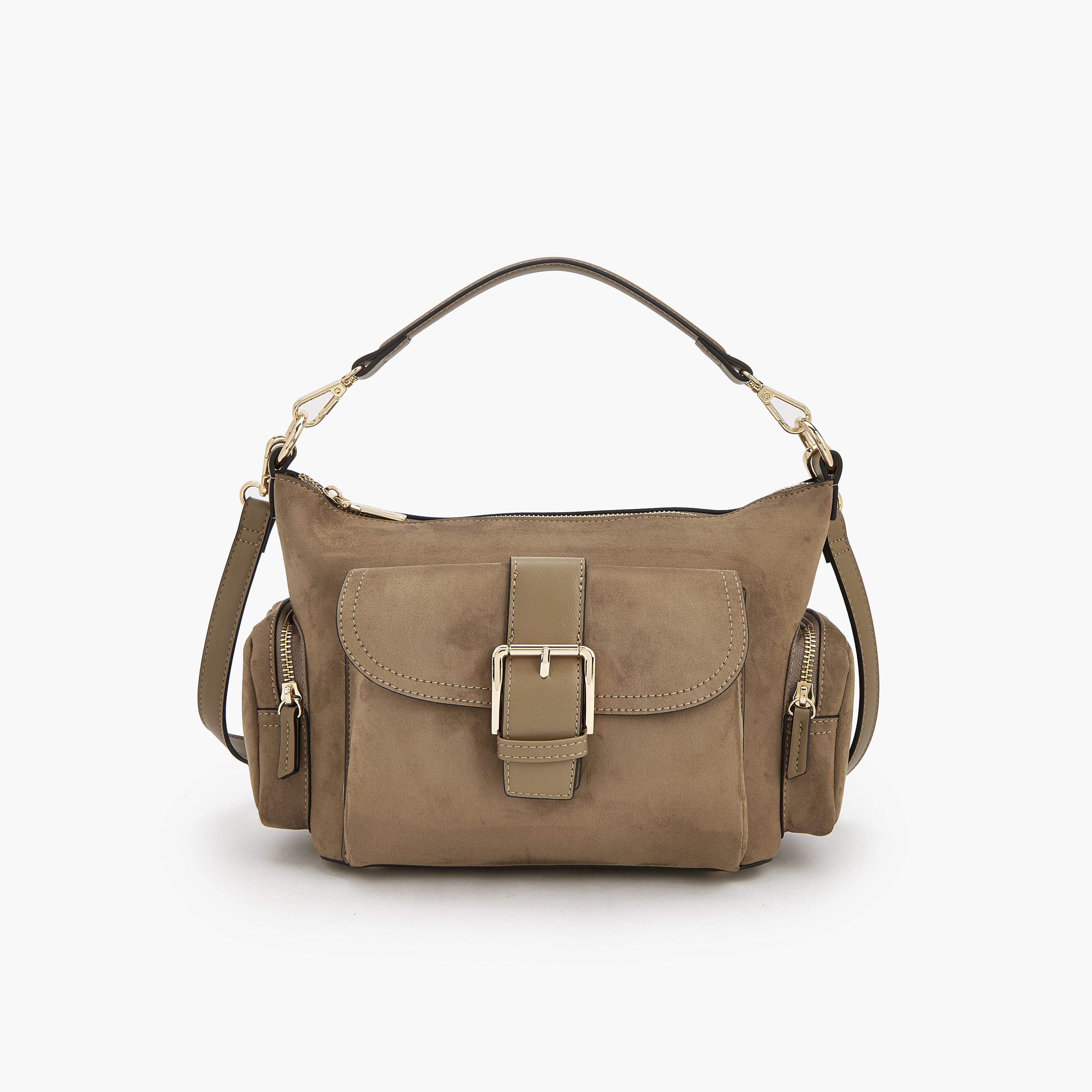 Celeste Suede Shoulder Bag with Buckle Detail-women-bagsandwallets-handbags-image-1