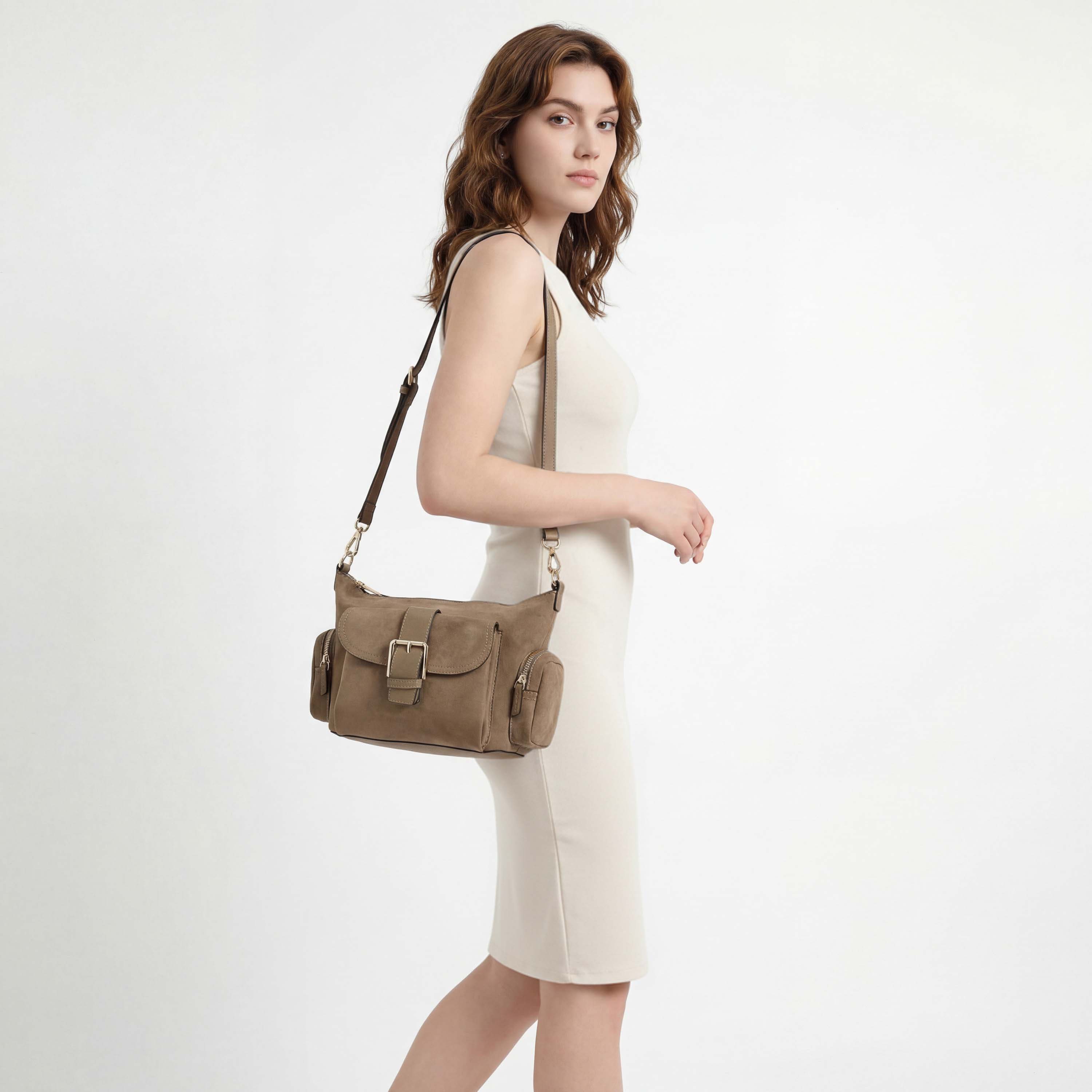 Celeste Suede Shoulder Bag with Buckle Detail-women-bagsandwallets-handbags-image-2