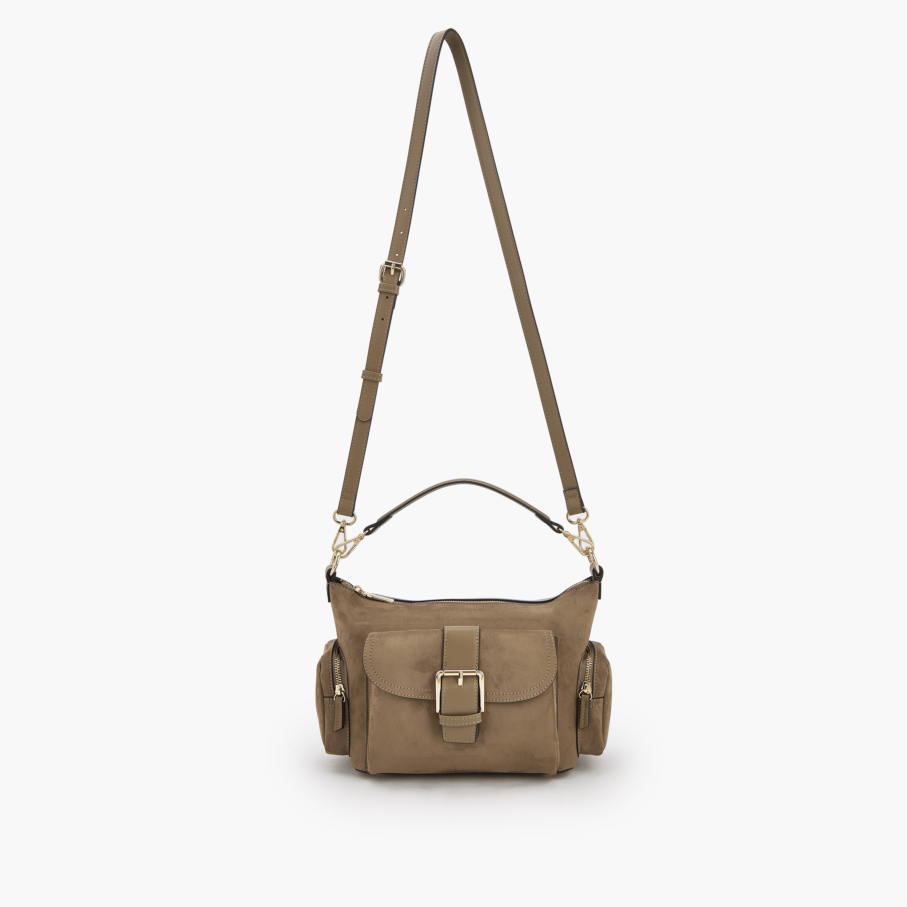 Celeste Suede Shoulder Bag with Buckle Detail-women-bagsandwallets-handbags-image-3