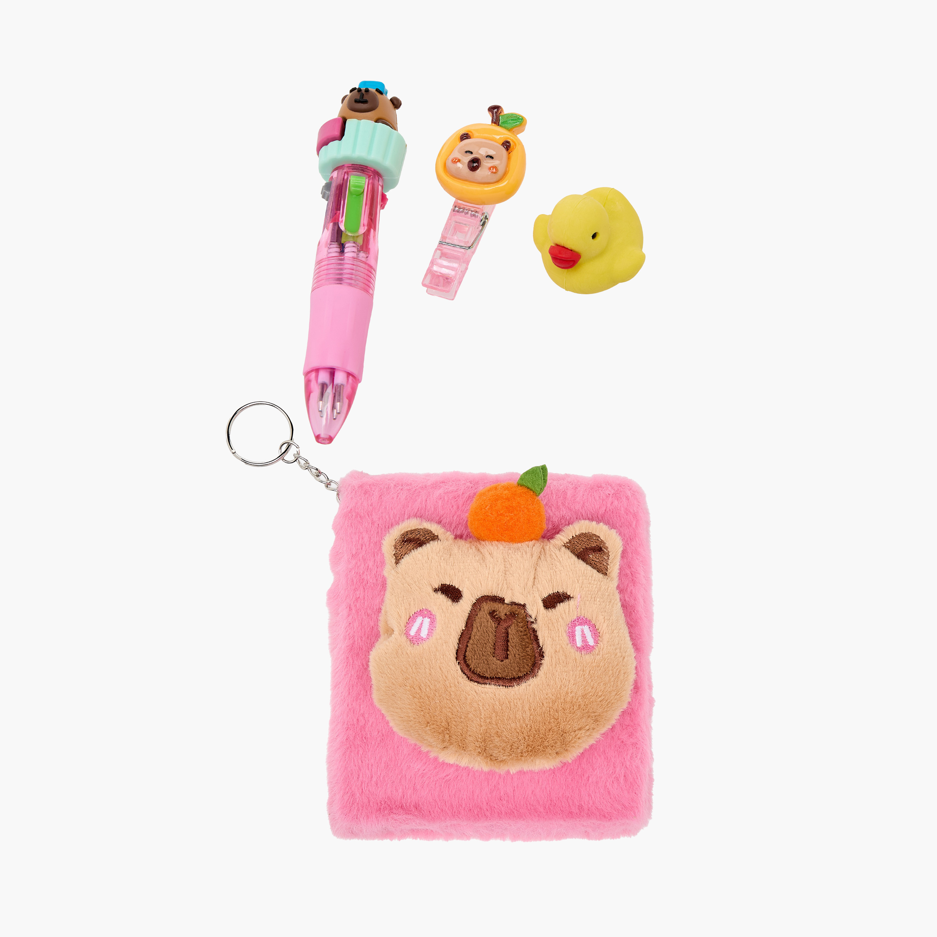Hot Focus Capybara Stationery Set with Notebook, Pen, Clip and Eraser - 4-Piece-school-stationery-sets-image-1