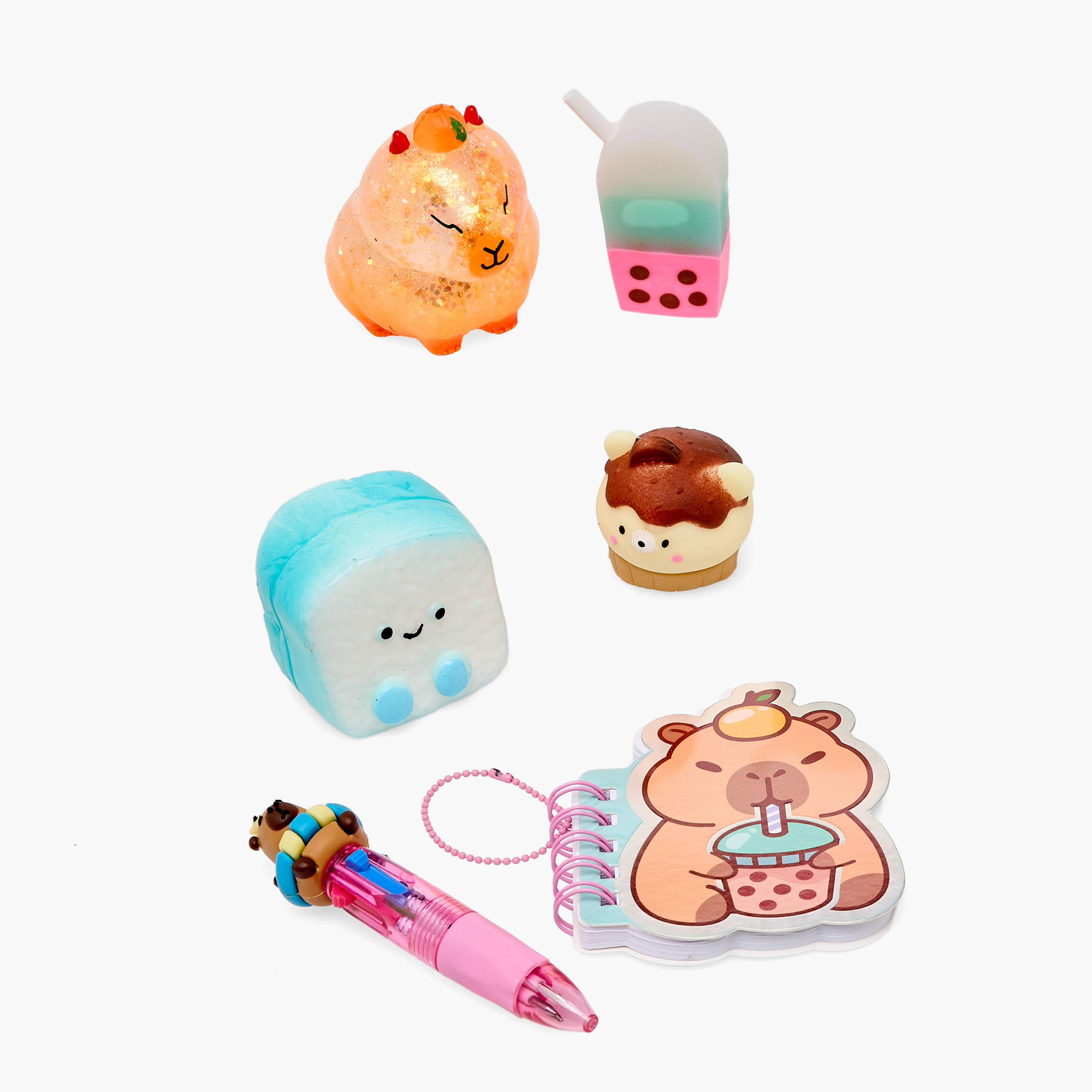 Hot Focus Squishy & Scribble Stationery Set with Pen, Eraser, Squishies and Notebook - 6-Piece-school-stationery-sets-image-1
