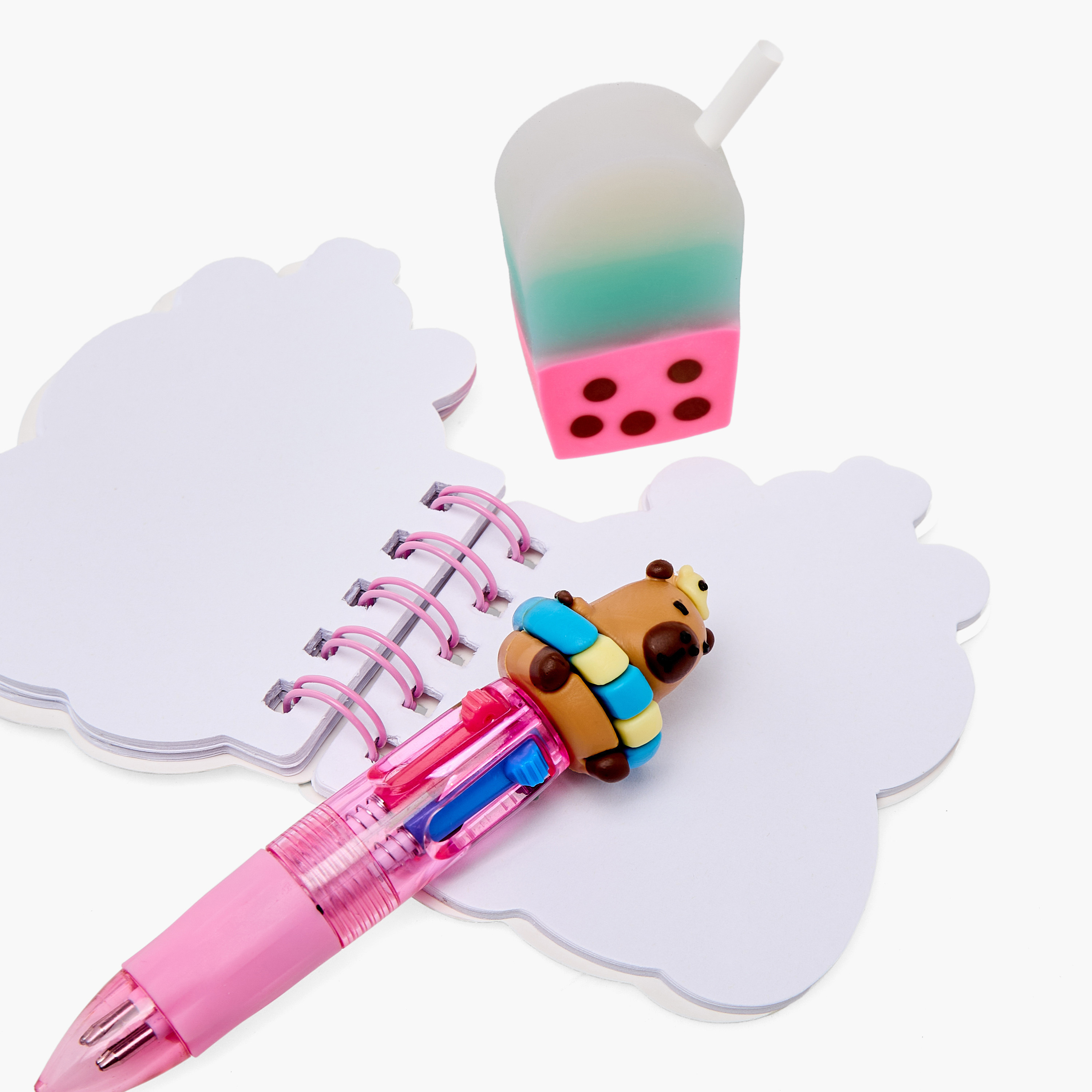 Hot Focus Squishy & Scribble Stationery Set with Pen, Eraser, Squishies and Notebook - 6-Piece-school-stationery-sets-image-2
