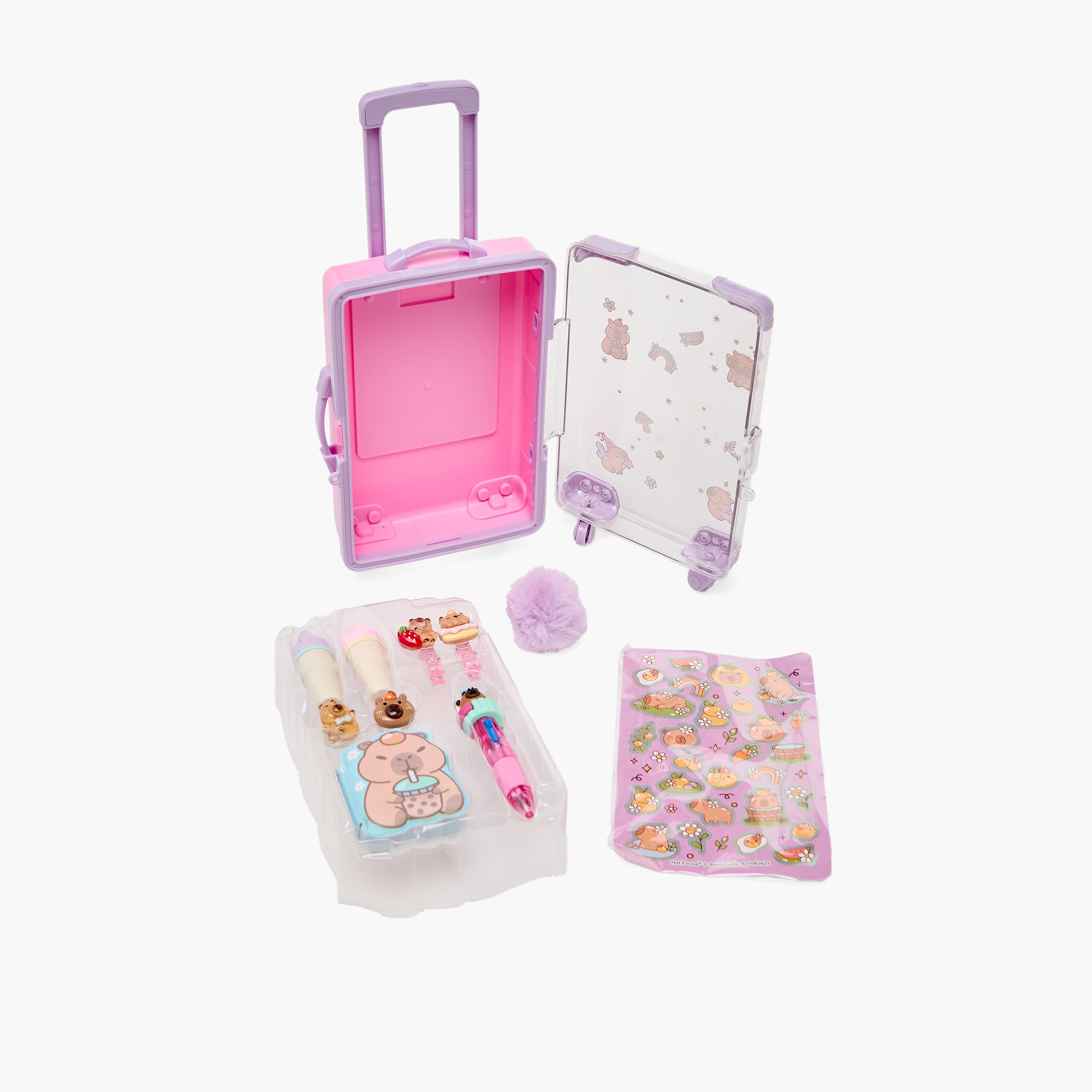 Hot Focus Capybara Stationery Set with Pen, Clips, Stickers, Storage Case, Eraser - 10-Piece-school-stationery-sets-image-1