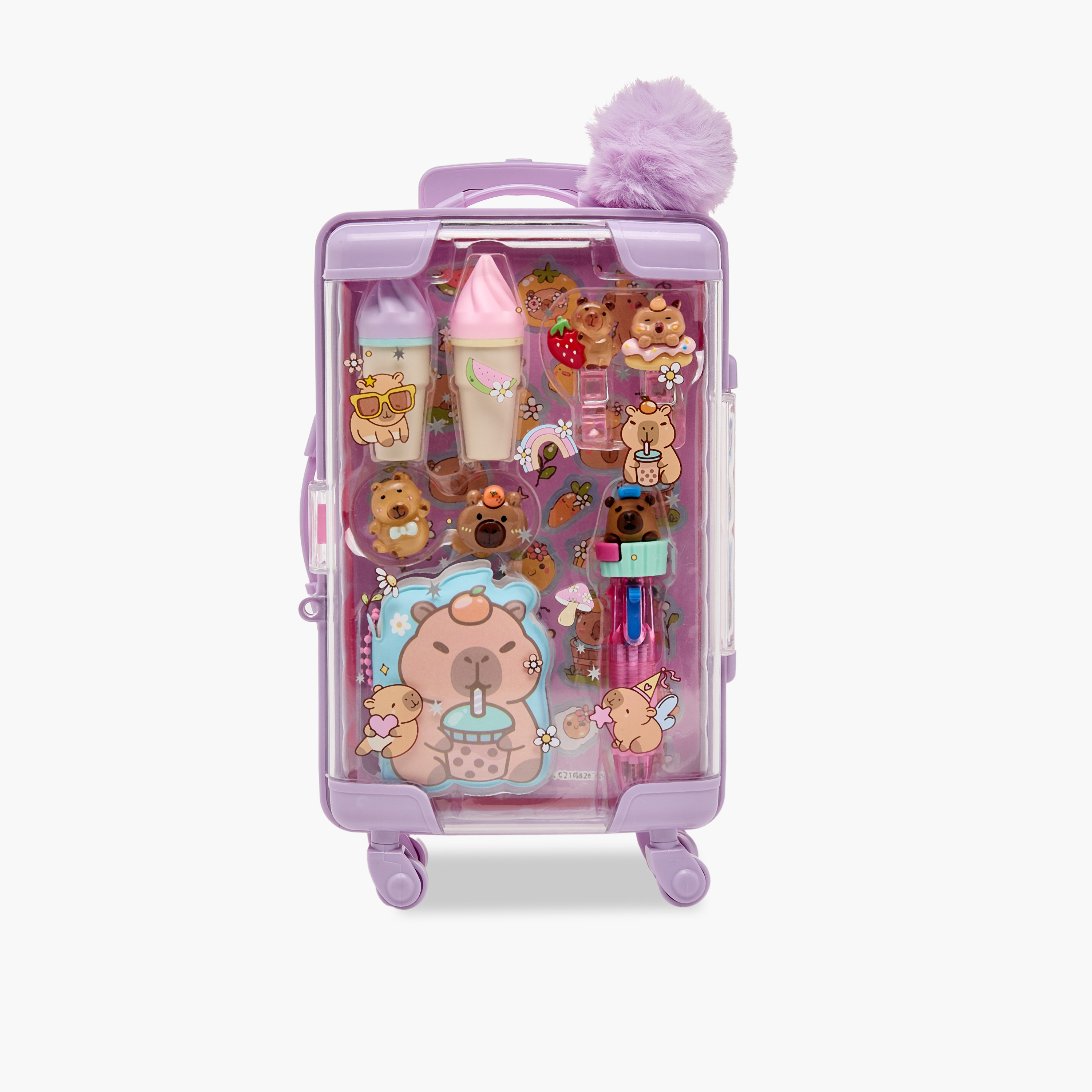 Hot Focus Capybara Stationery Set with Pen, Clips, Stickers, Storage Case, Eraser - 10-Piece-school-stationery-sets-image-4