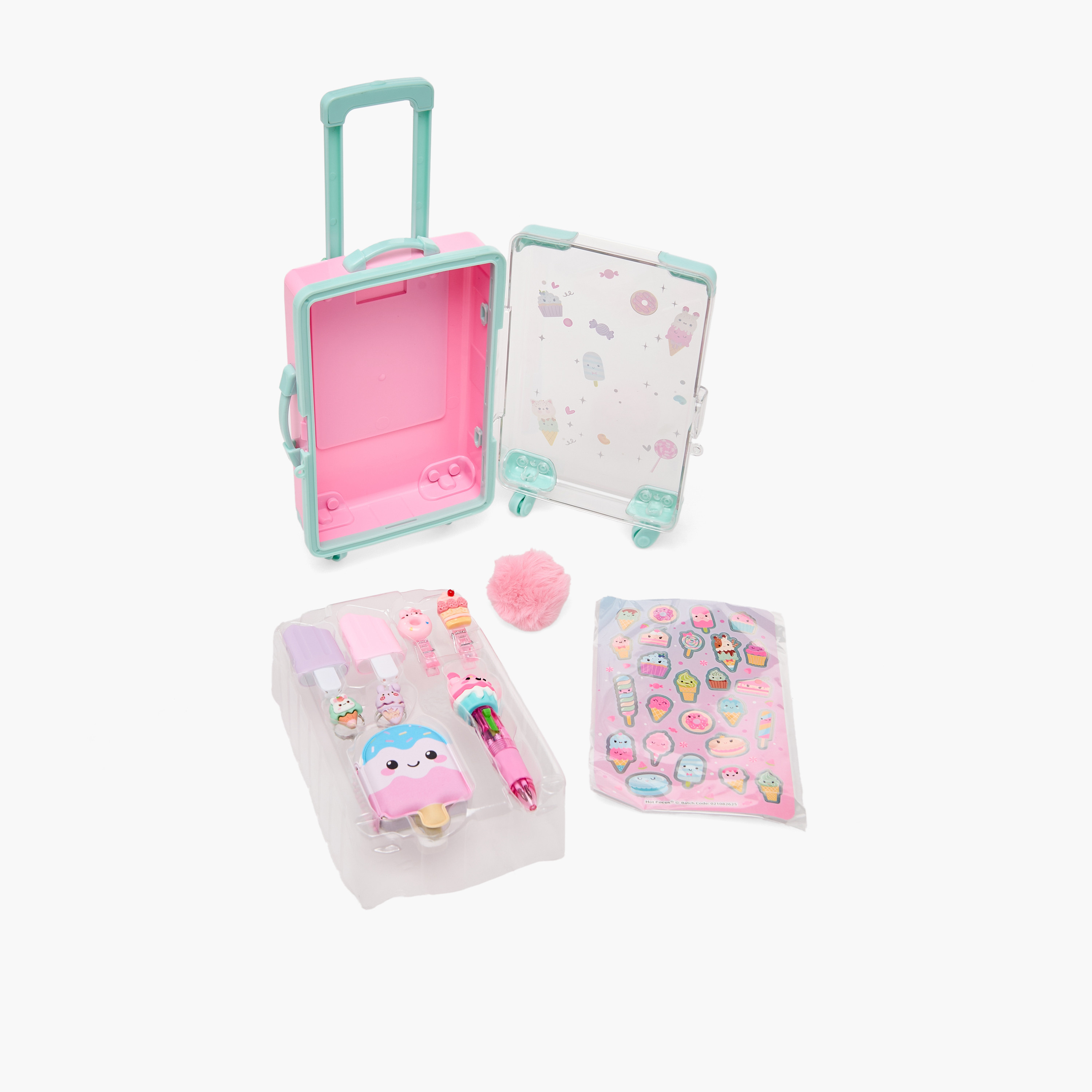 Hot Focus Ice Cream Stationery Set with Pen, Stickers, Clips, Eraser, Storage Case - 8-Piece-school-stationery-sets-image-1