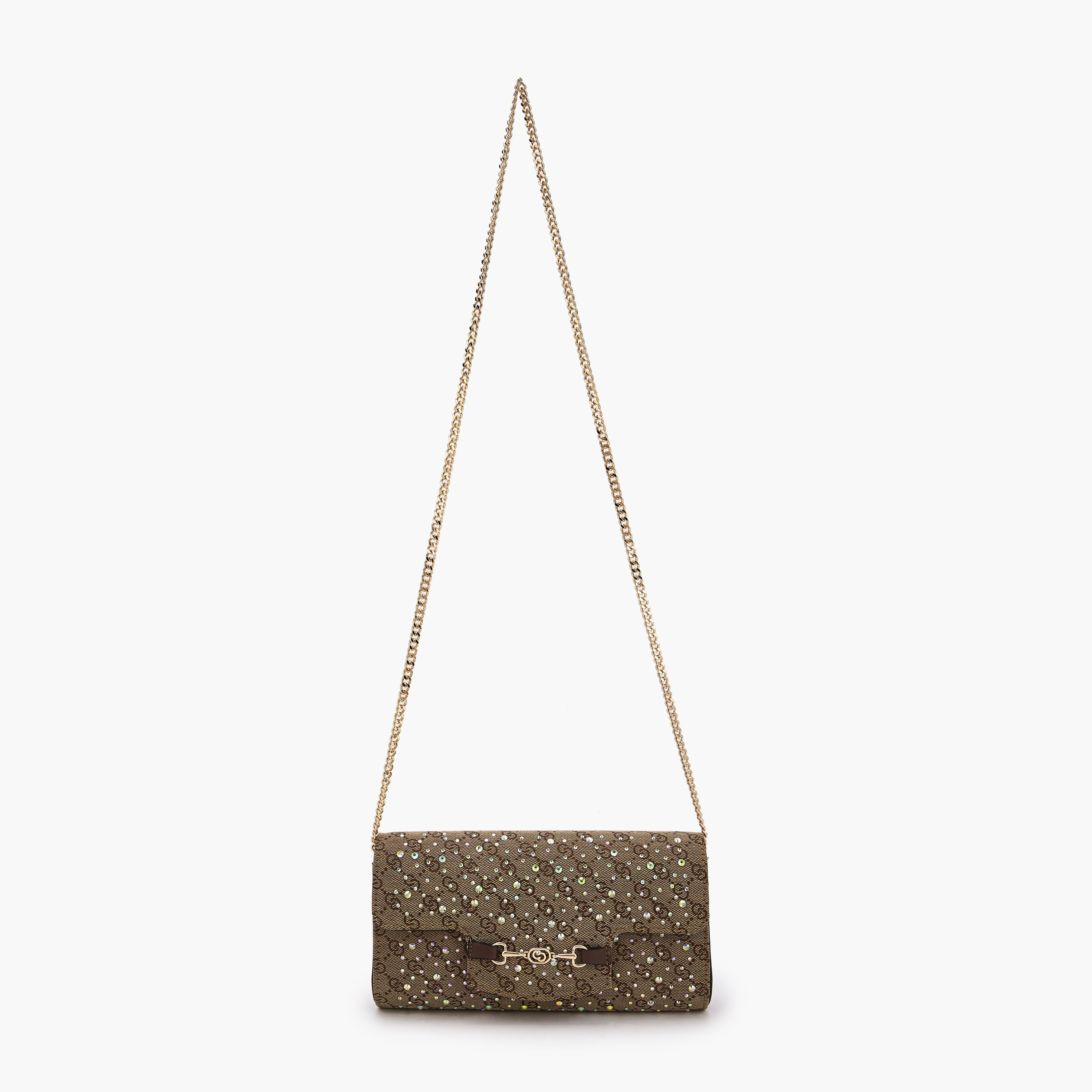 Celeste Monogram Embellished Clutch with Chain Strap-women-bagsandwallets-handbags-image-2