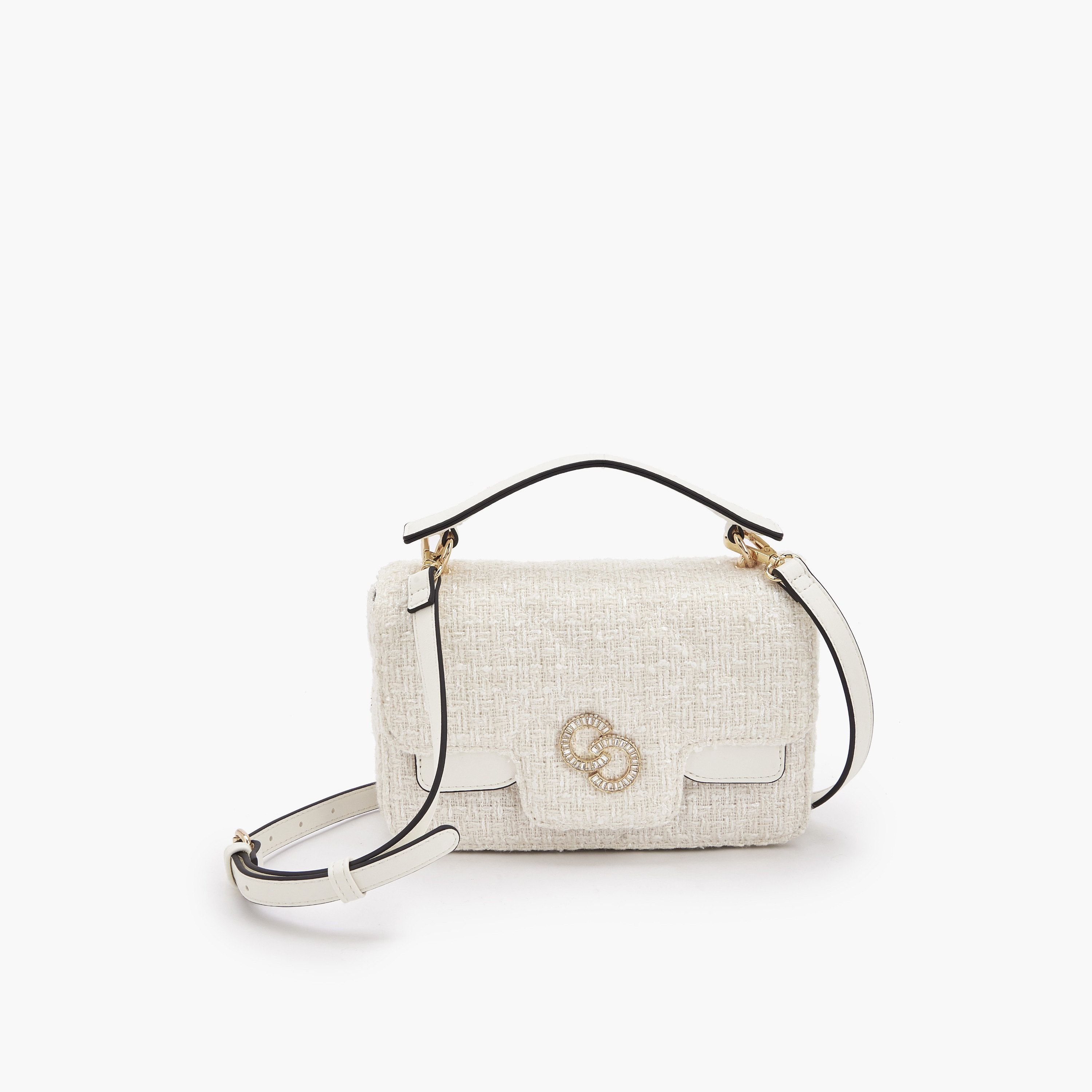 Celeste Textured Satchel Bag with Button Closure-women-bagsandwallets-handbags-image-1