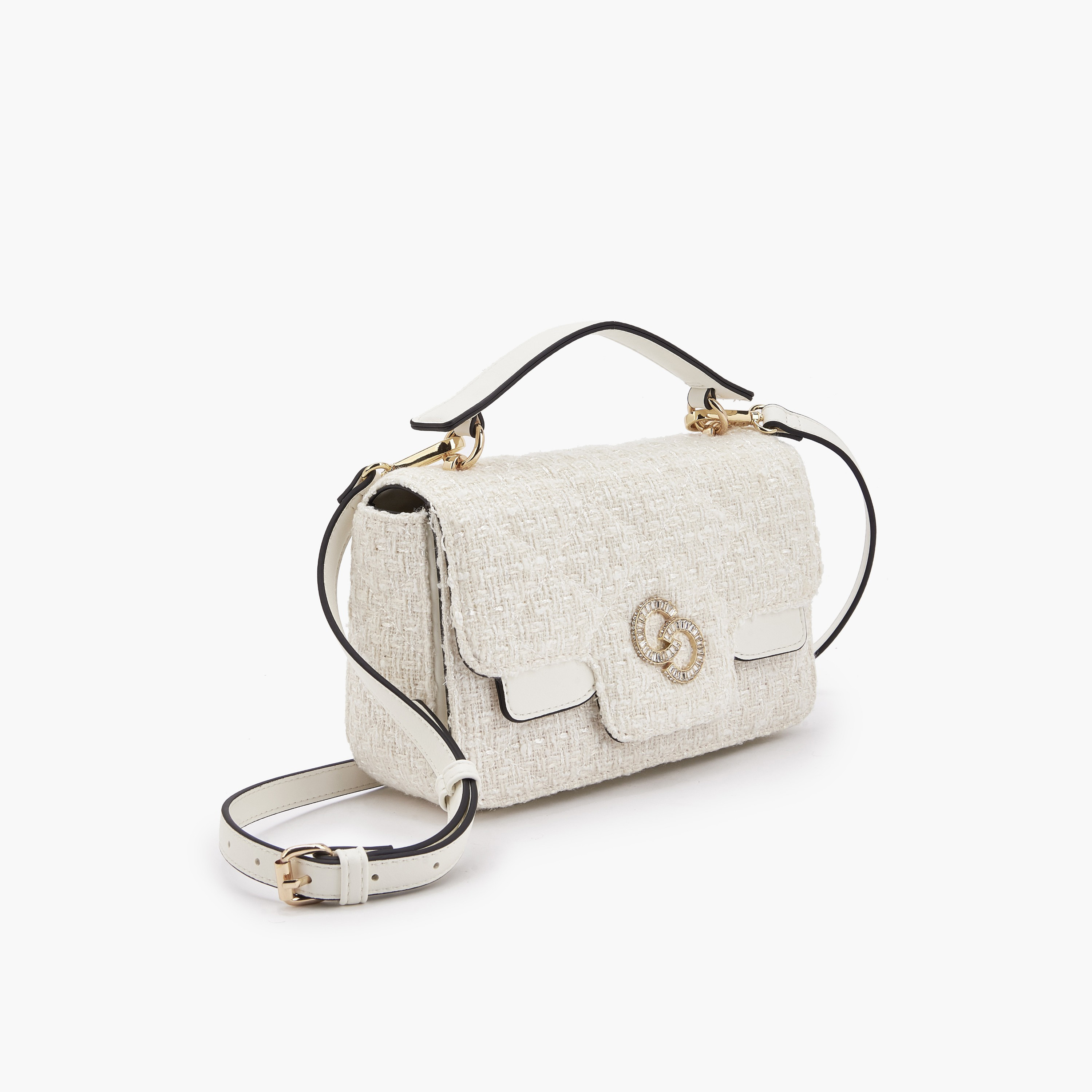 Celeste Textured Satchel Bag with Button Closure-women-bagsandwallets-handbags-image-3