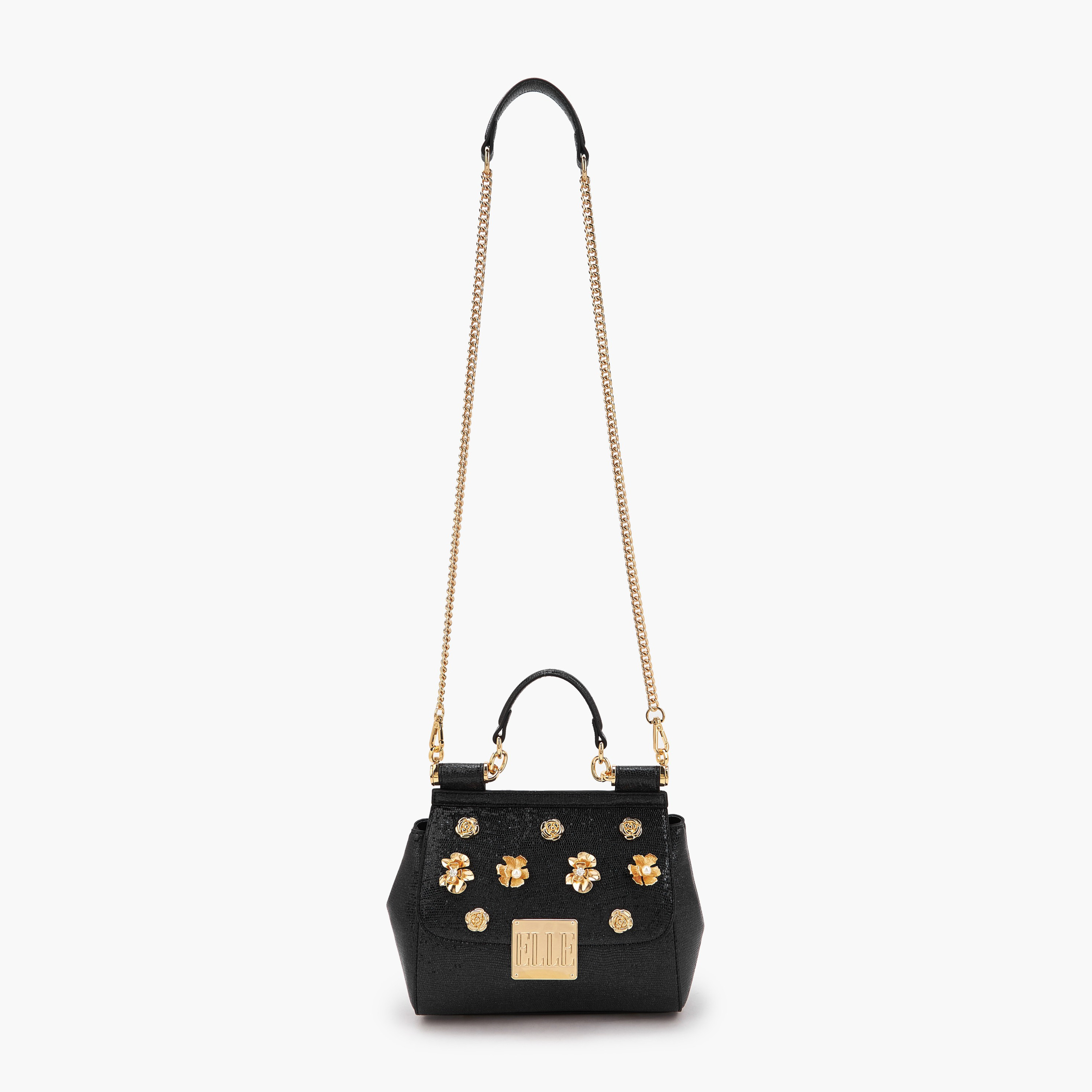 Elle Floral Embellished Satchel Bag with Chain Strap-women-bagsandwallets-handbags-image-3