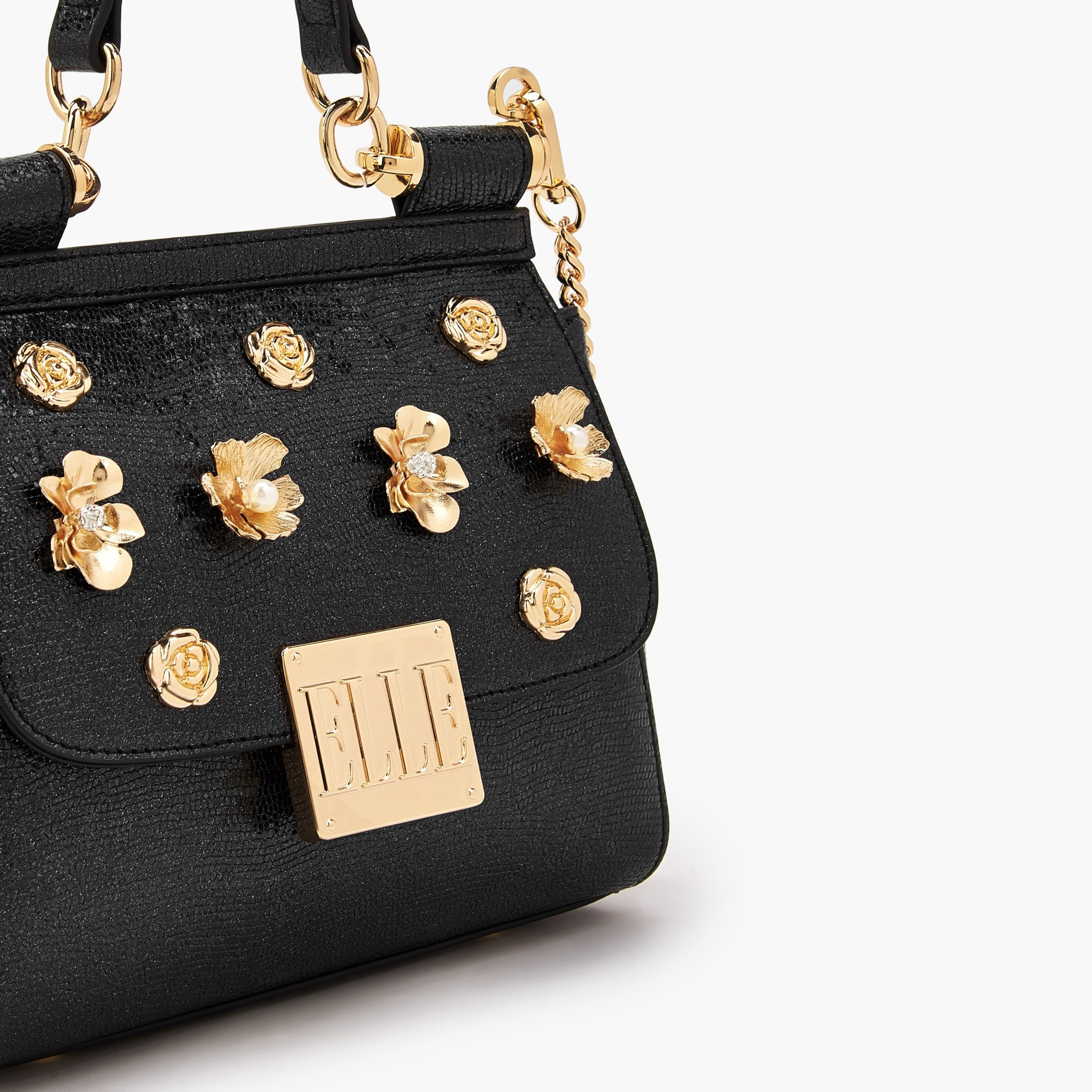 Elle Floral Embellished Satchel Bag with Chain Strap-women-bagsandwallets-handbags-image-5