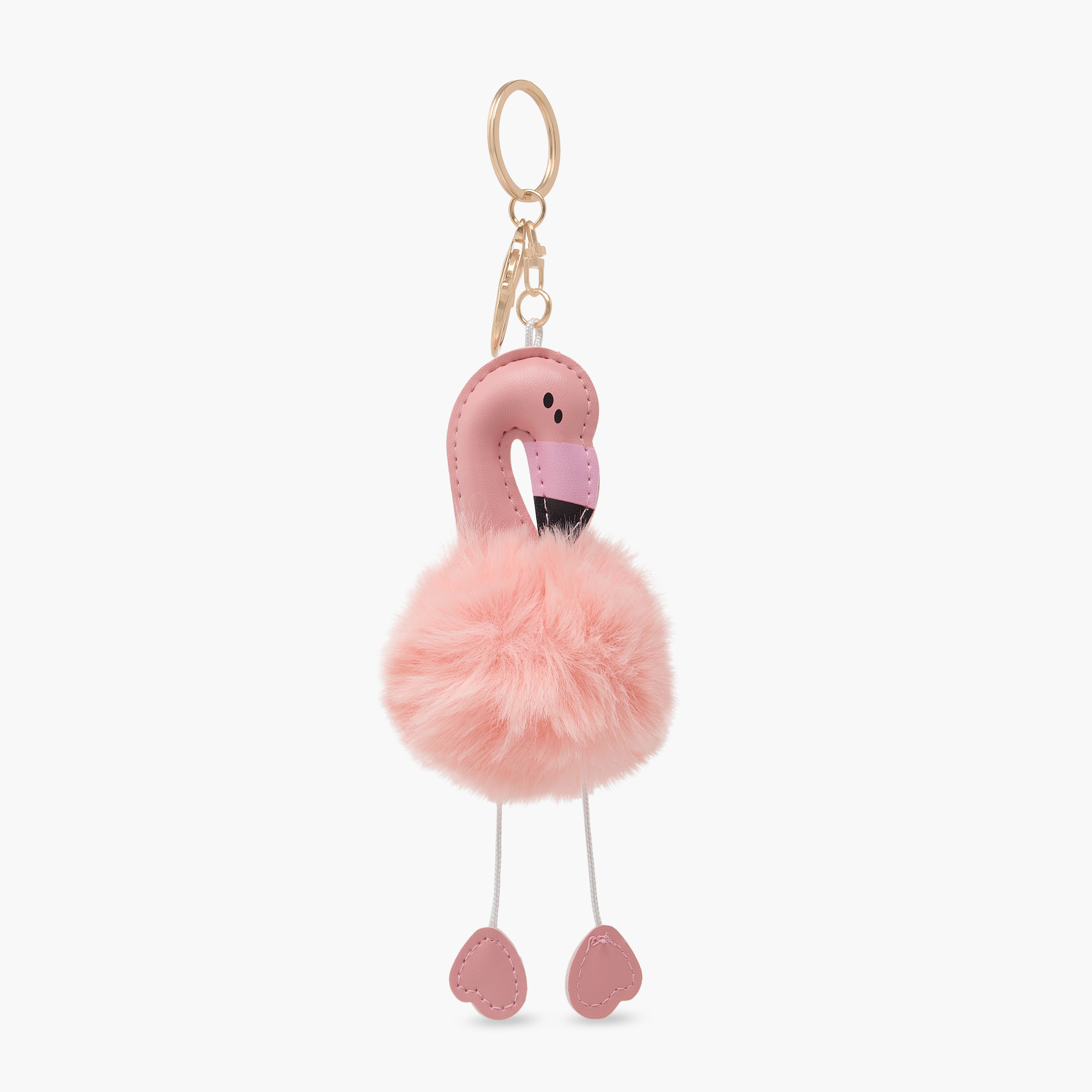 Bag Charm with Flamingo Pompom Detail-girls-accessories-keyringsandbagcharms-image-1