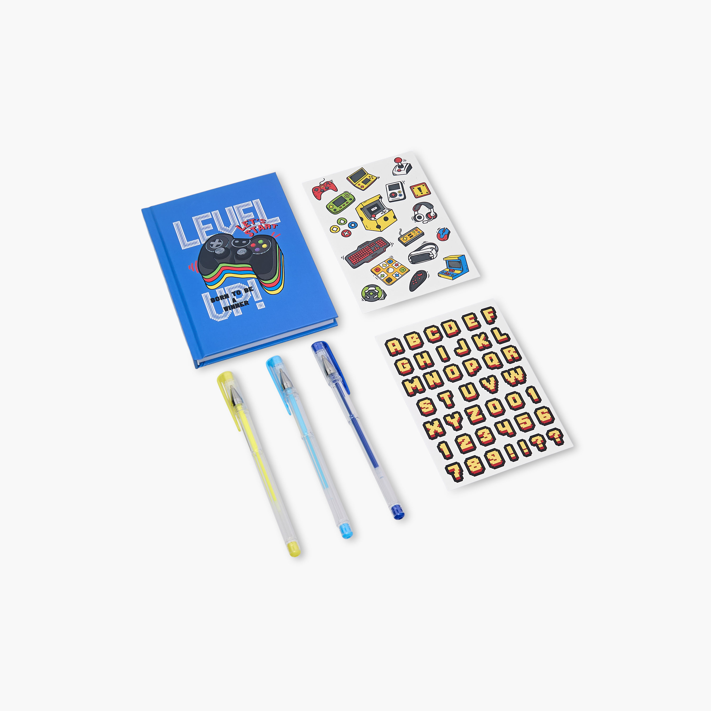 Game Print Stationery Set with Notebook, Stickers, Pens - Set of 6-school-stationery-sets-image-2