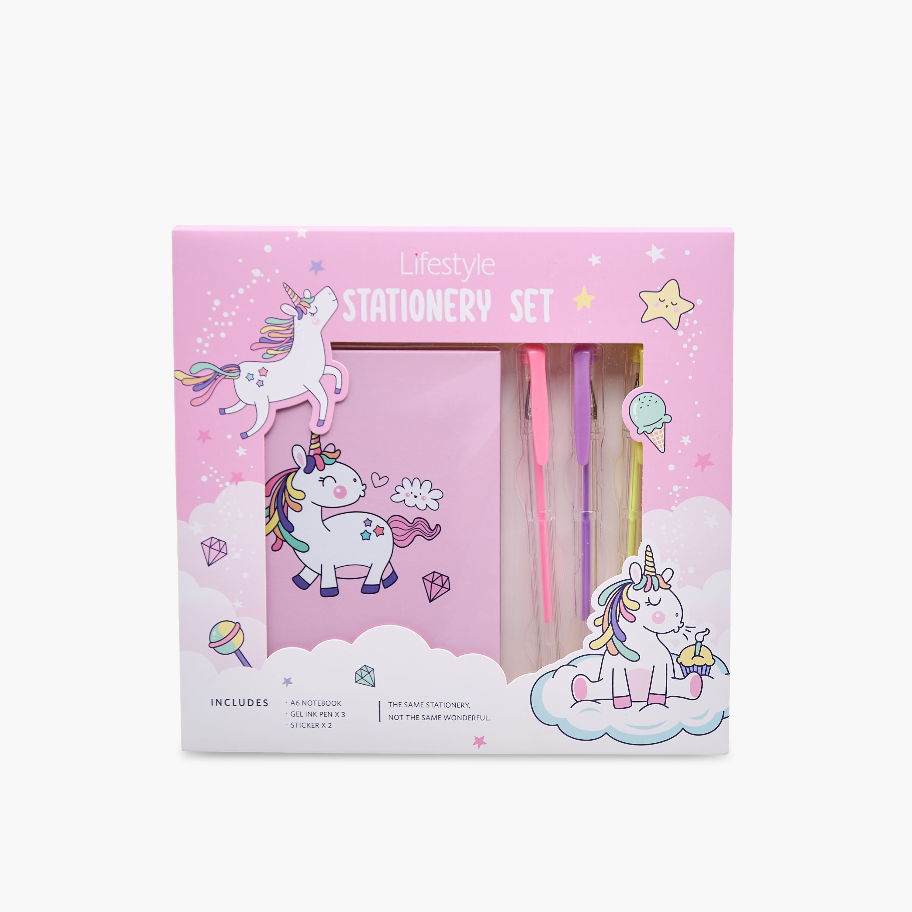 Unicorn Print Stationery Set with Notebook, Stickers, Pens - 6-Piece-school-stationery-sets-image-10
