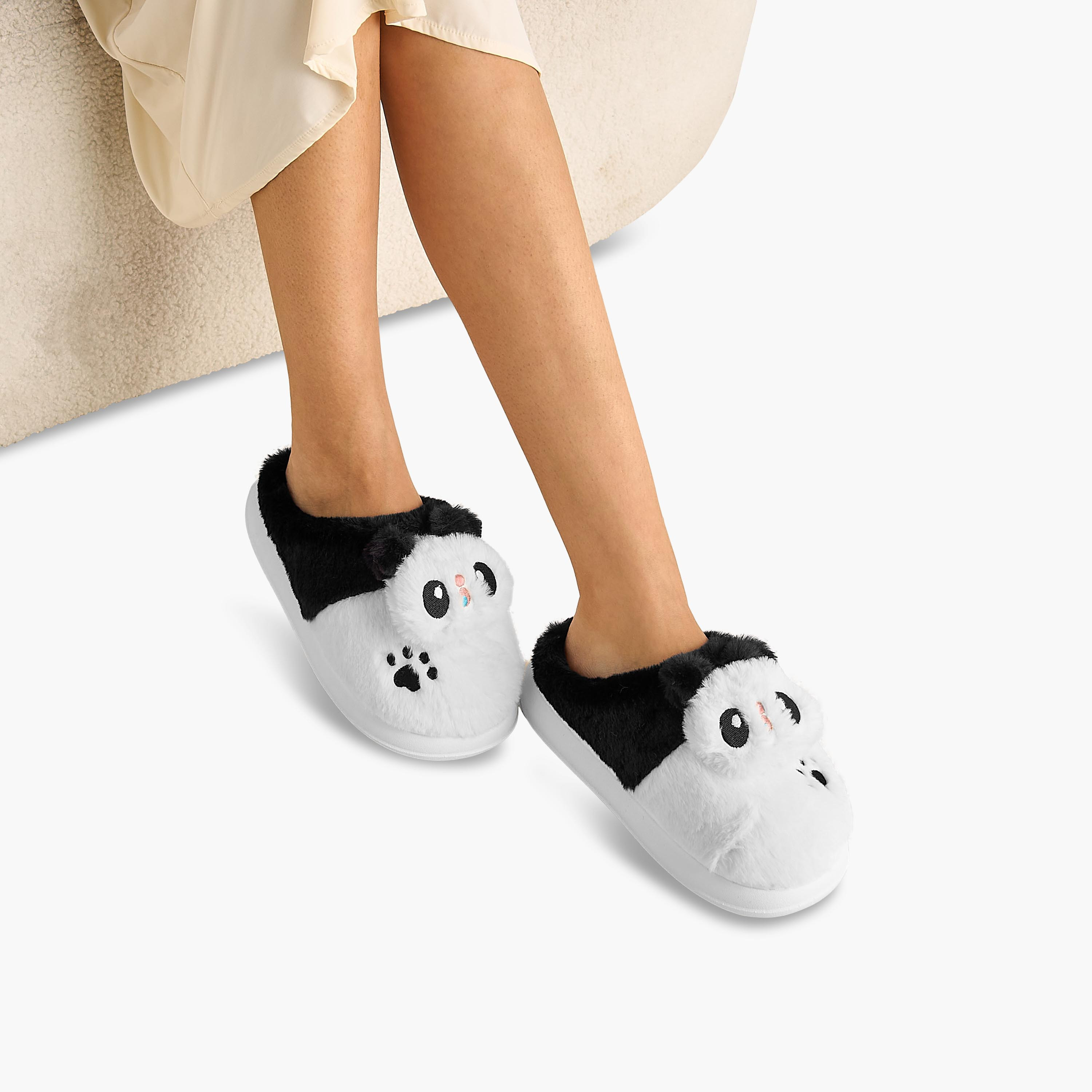 Girls Panda Plush Bedroom Mules-girls-shoes-flipflopsandslides-image-2