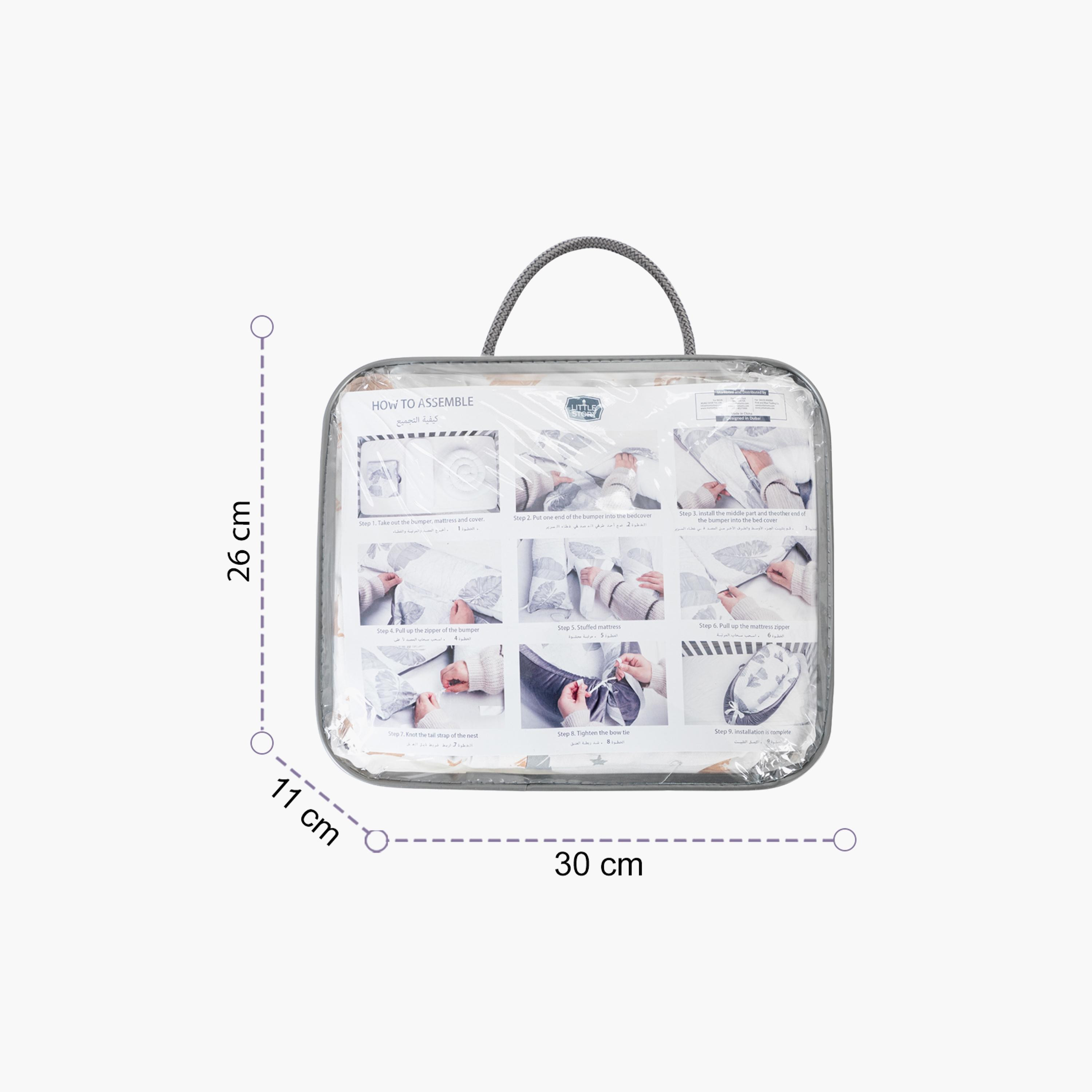 Little Story Soft Breathable Fiberfill Printed Lounger Bed - Galaxy - Newborn-baby-nursery-babybedding-image-2