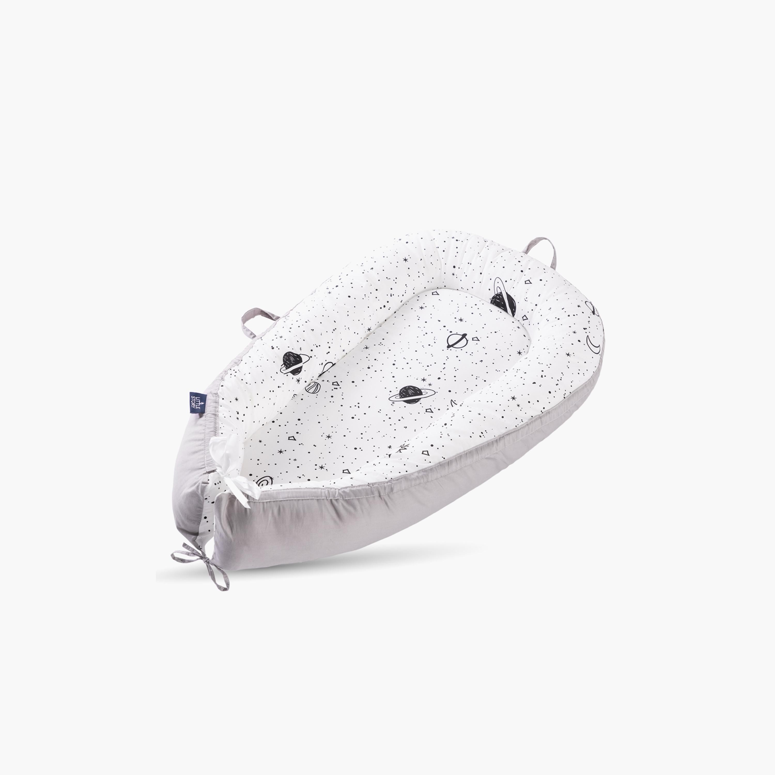 Little Story Soft Breathable Fiberfill Printed Lounger Bed - Galaxy - Newborn-baby-nursery-babybedding-image-8