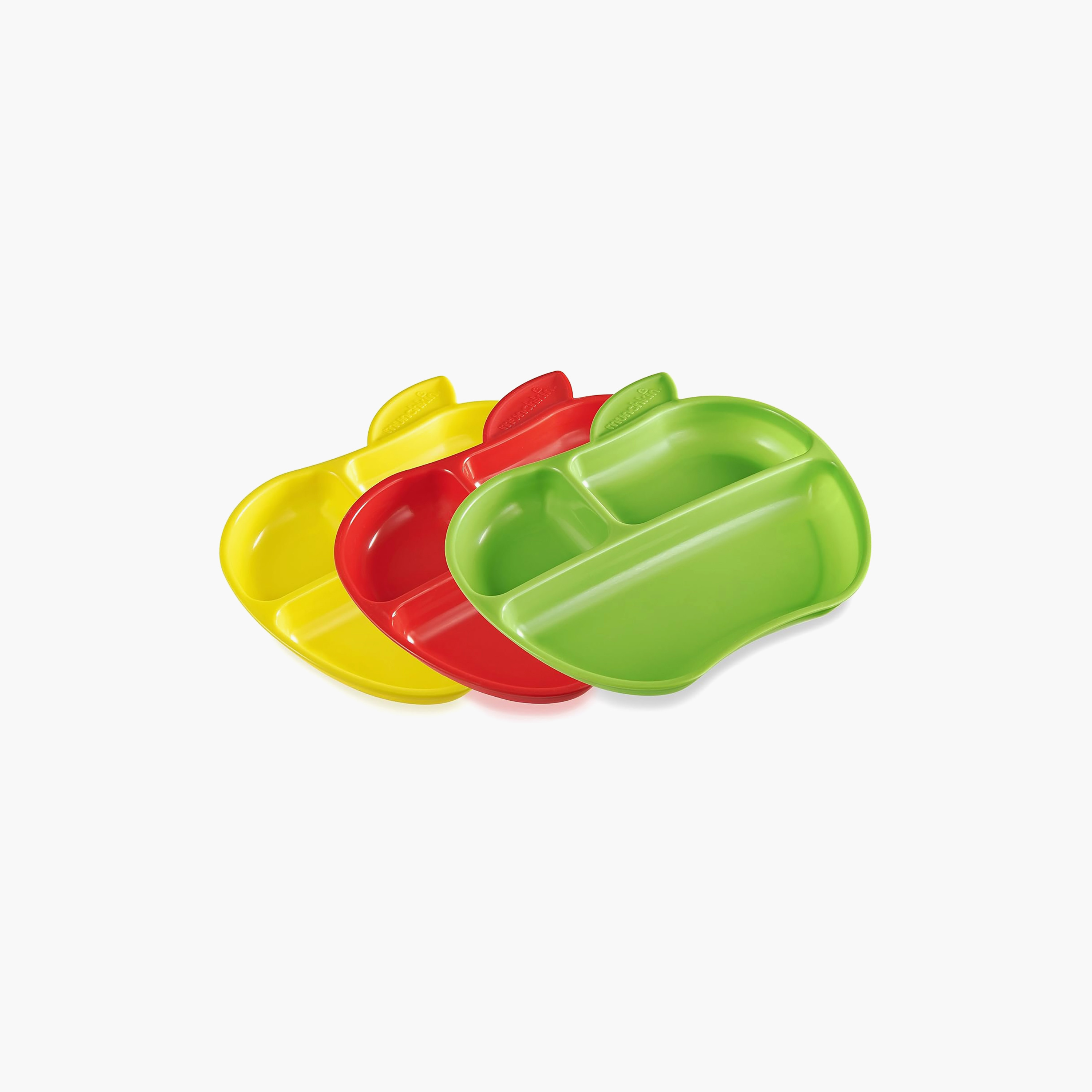 Pack of 3 Munchkin Divided Plate, Apple Shape-baby-feeding-mealtimeessentials-image-1