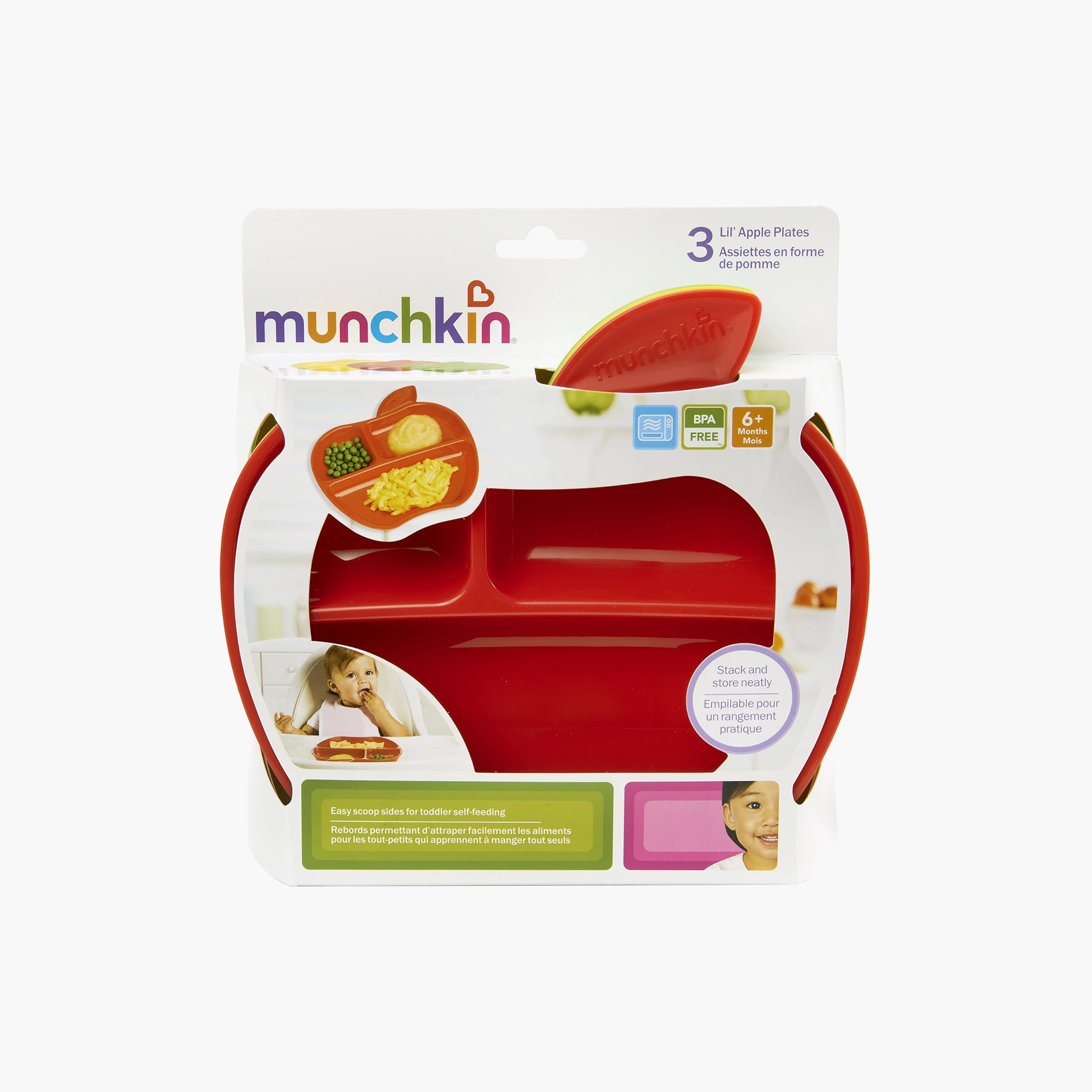 Pack of 3 Munchkin Divided Plate, Apple Shape-baby-feeding-mealtimeessentials-image-8