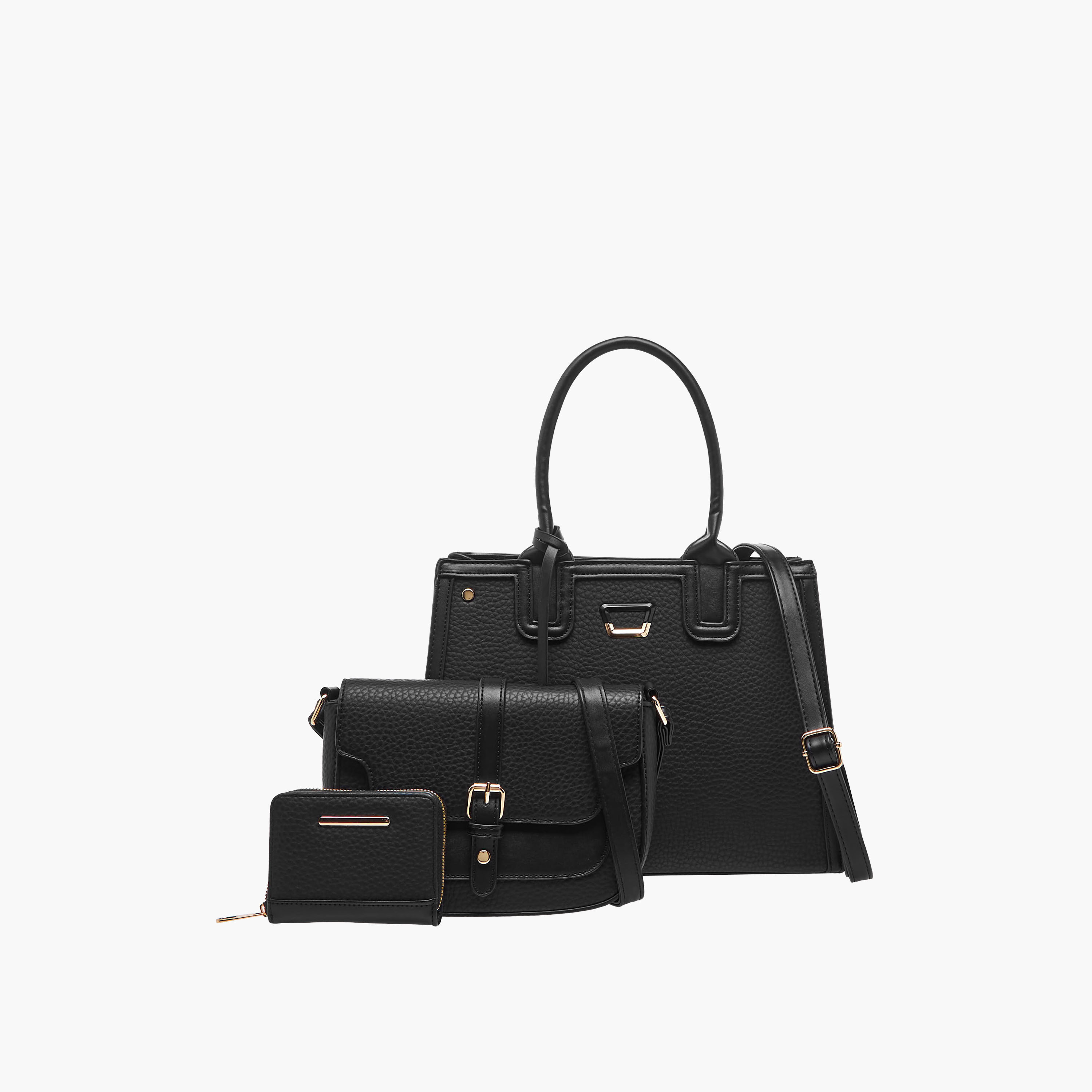 Sasha Textured Tote Bag with Crossbody Bag and Zip Around Wallet-women-bagsandwallets-handbags-image-1