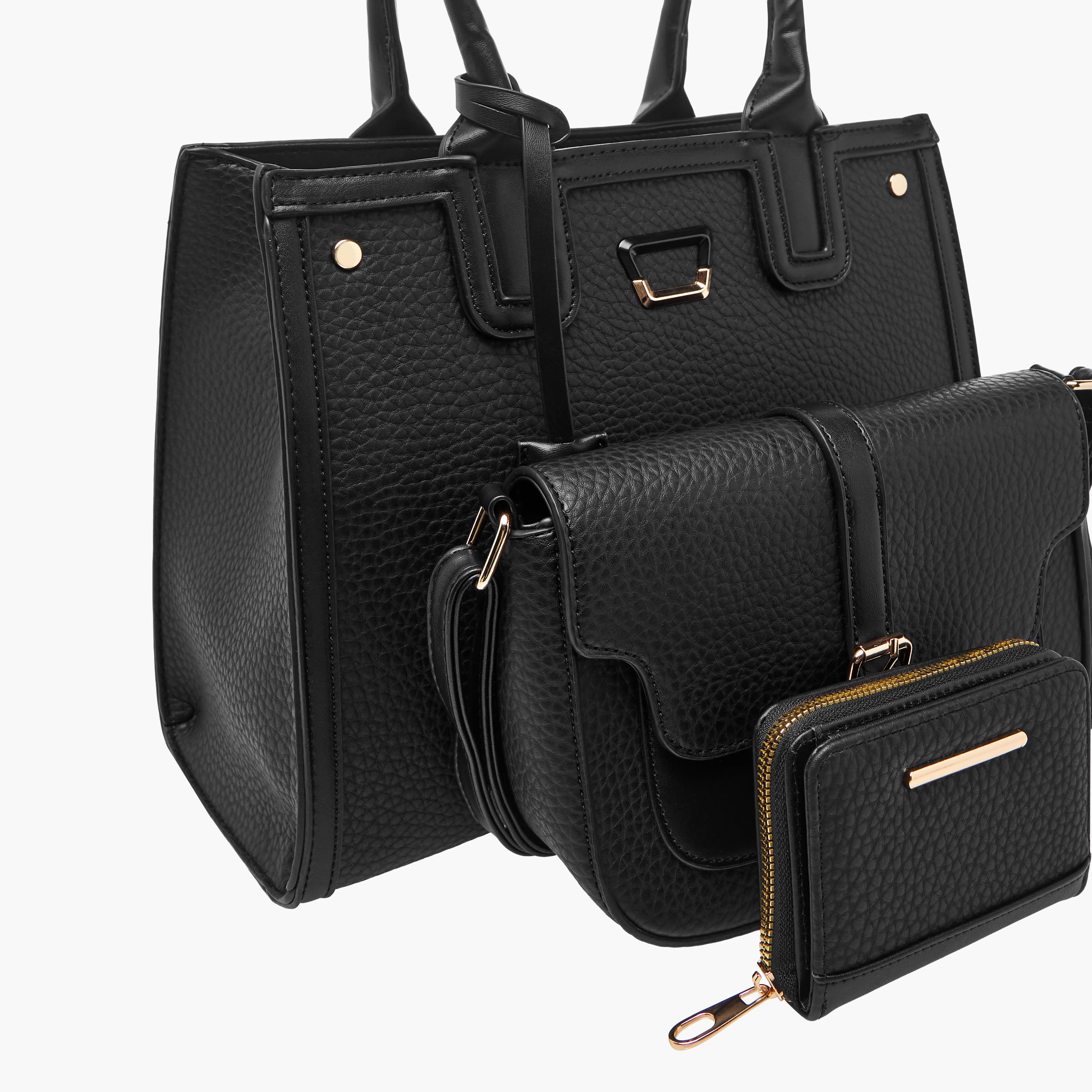 Sasha Textured Tote Bag with Crossbody Bag and Zip Around Wallet-women-bagsandwallets-handbags-image-8
