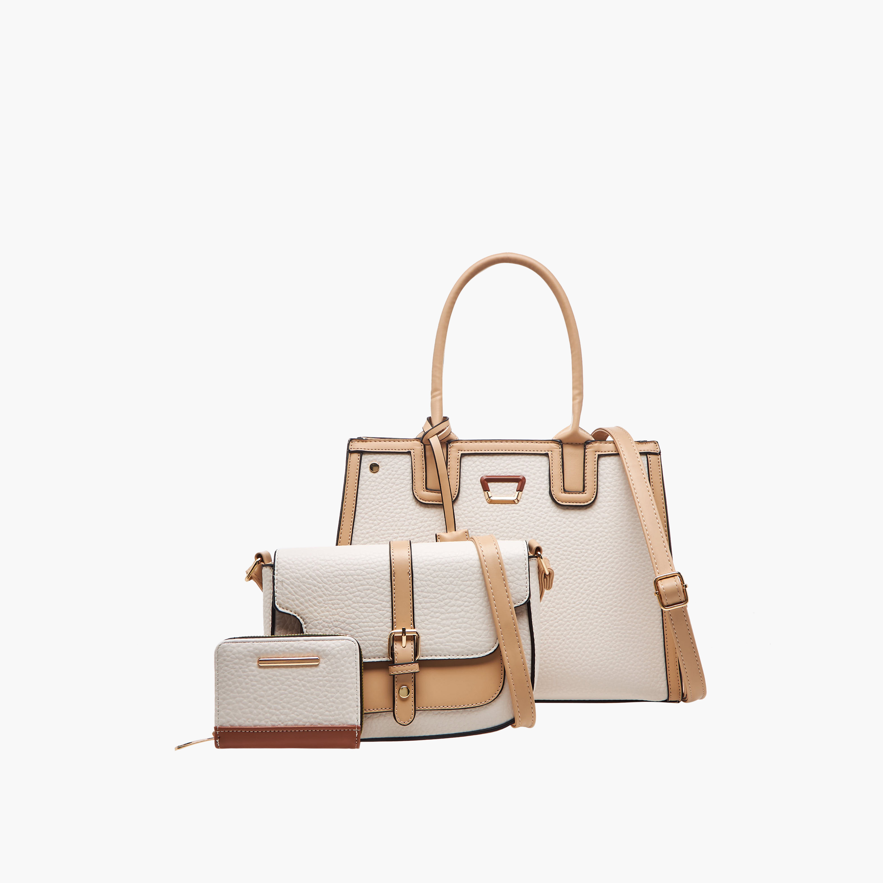 شنطة توتي بارزة الملمس مع شنطة كروس بودي ومحفظة بسحاب من ساشا-women-bagsandwallets-handbags-image-1