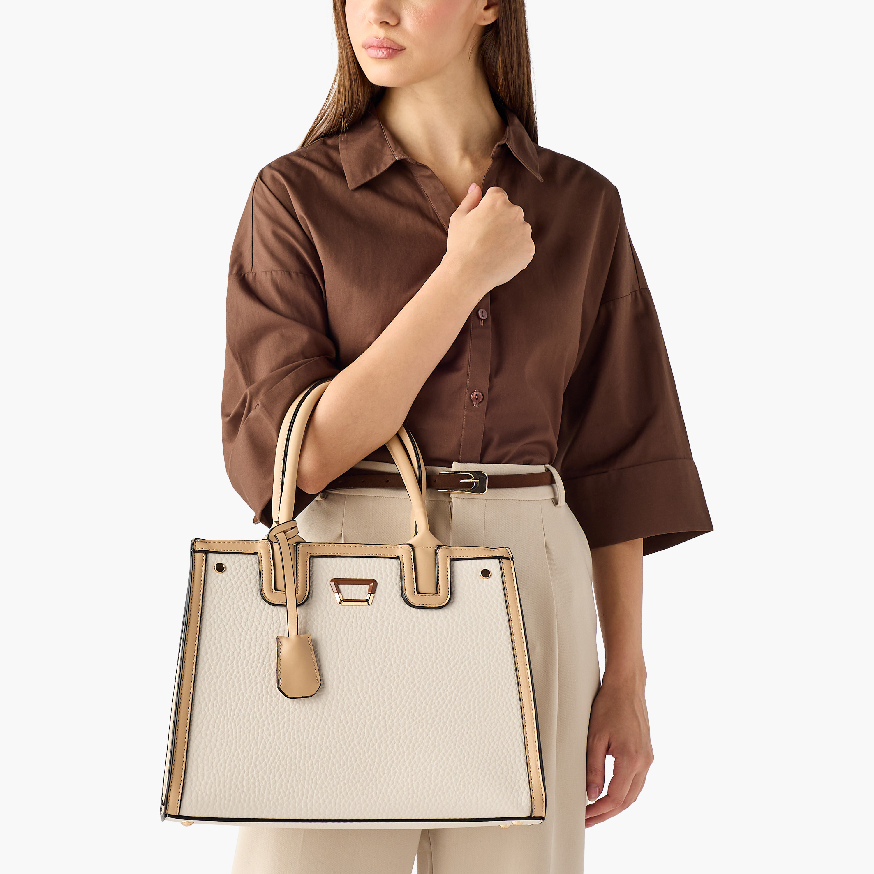 شنطة توتي بارزة الملمس مع شنطة كروس بودي ومحفظة بسحاب من ساشا-women-bagsandwallets-handbags-image-2