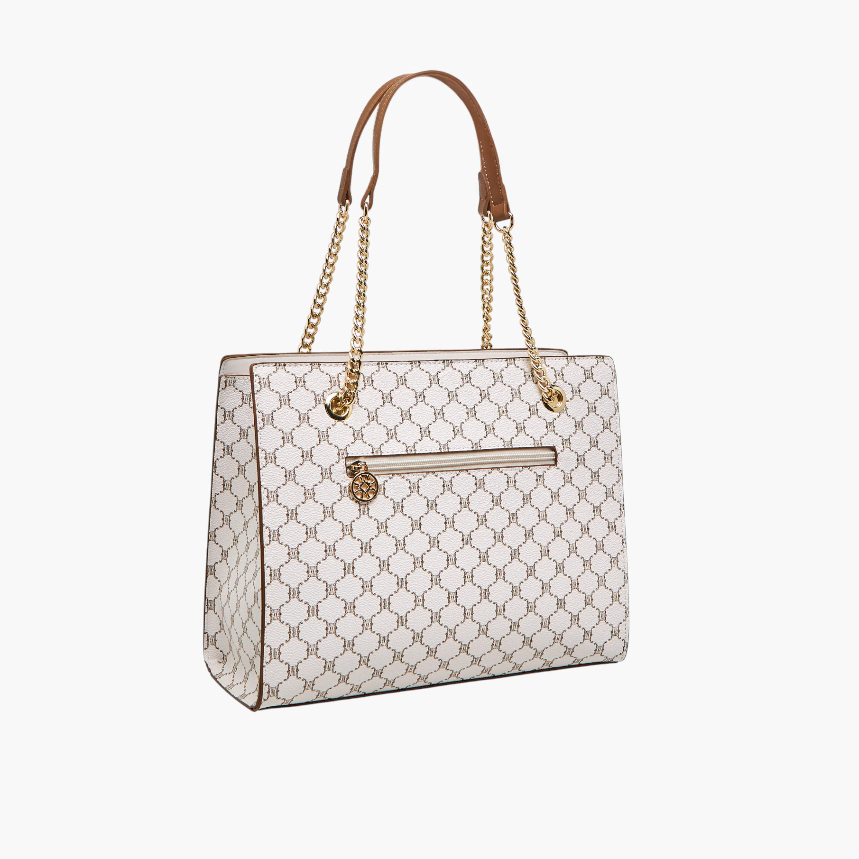 Sasha Kodes Monogram Print Tote Bag with Double Handles-women-bagsandwallets-handbags-image-4