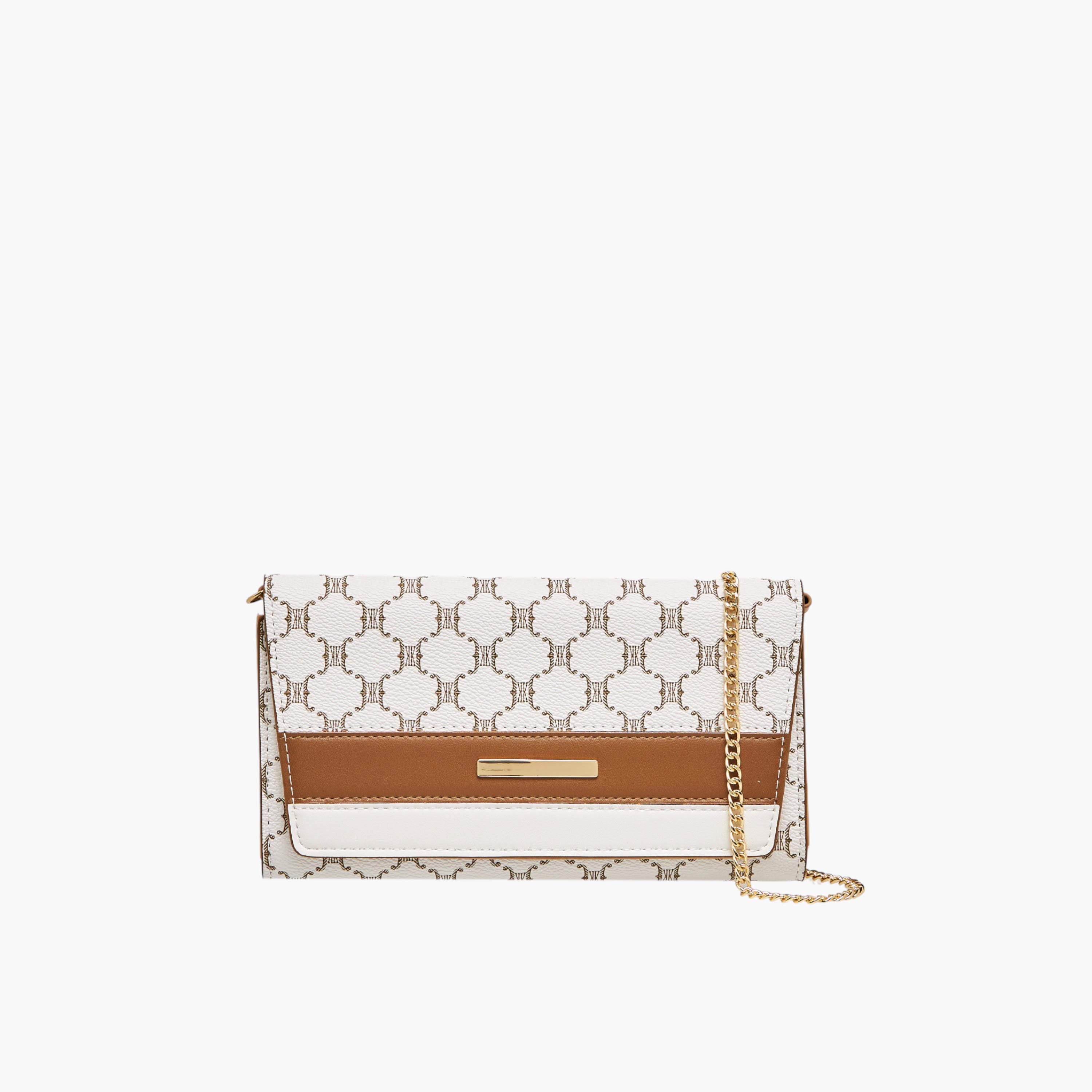 Sasha Kodes Monogram Print Crossbody Bag with Chain Strap-women-bagsandwallets-handbags-image-1