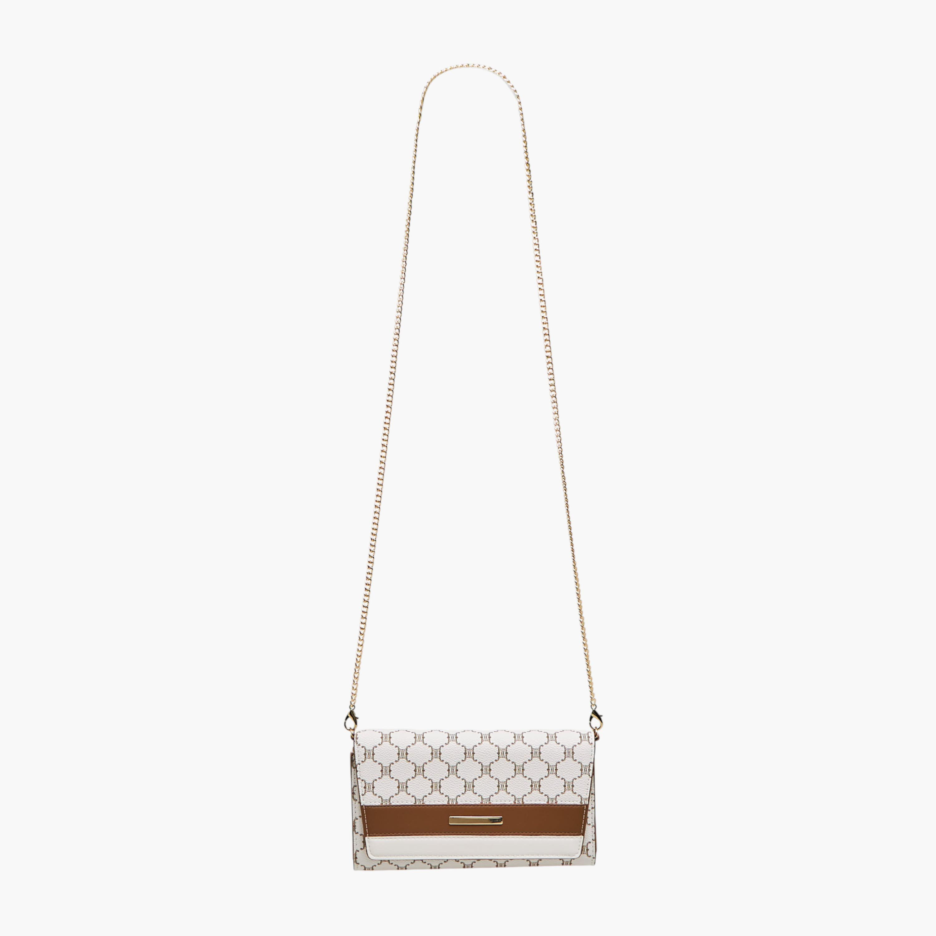 Sasha Kodes Monogram Print Crossbody Bag with Chain Strap-women-bagsandwallets-handbags-image-3
