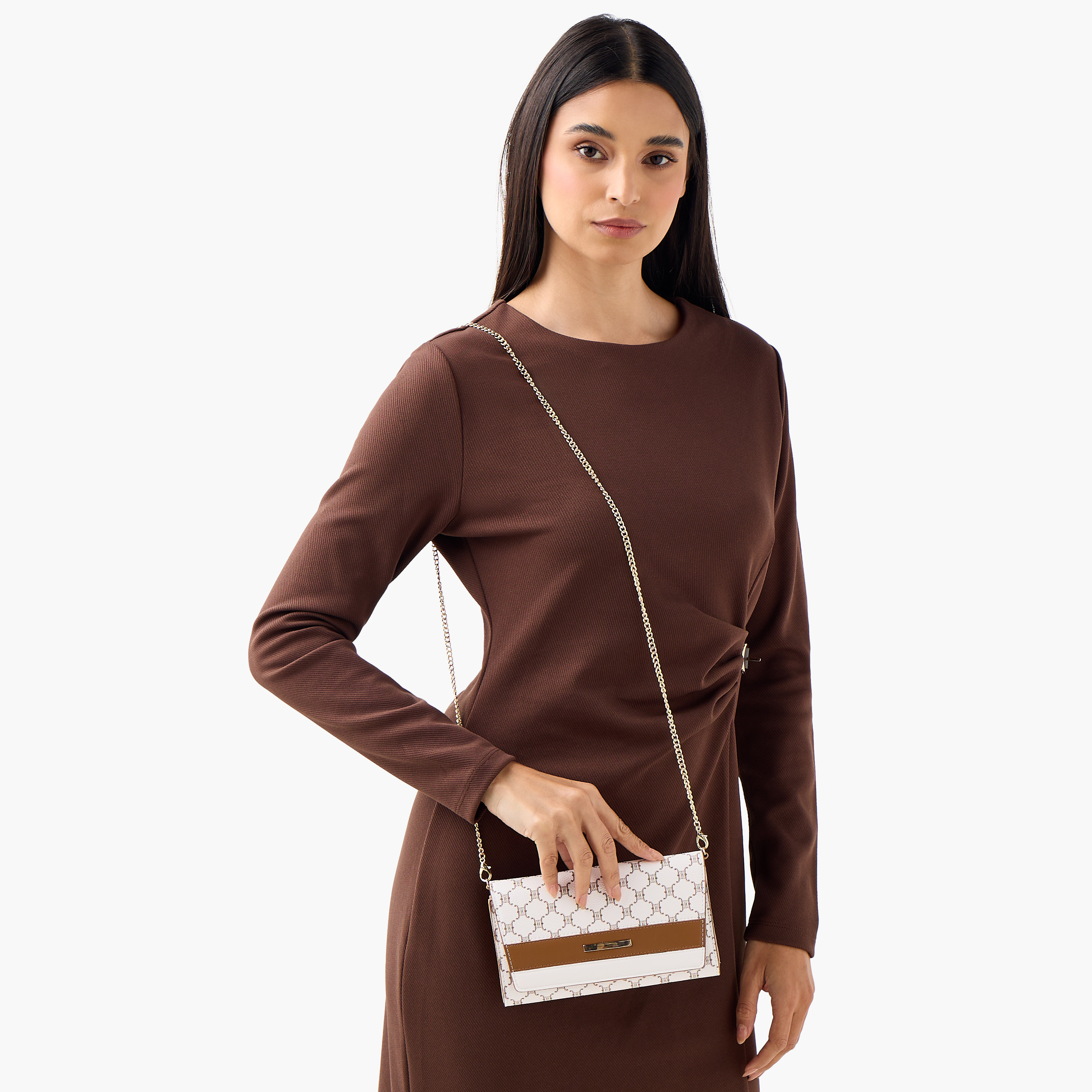 Sasha Kodes Monogram Print Crossbody Bag with Chain Strap-women-bagsandwallets-handbags-image-8