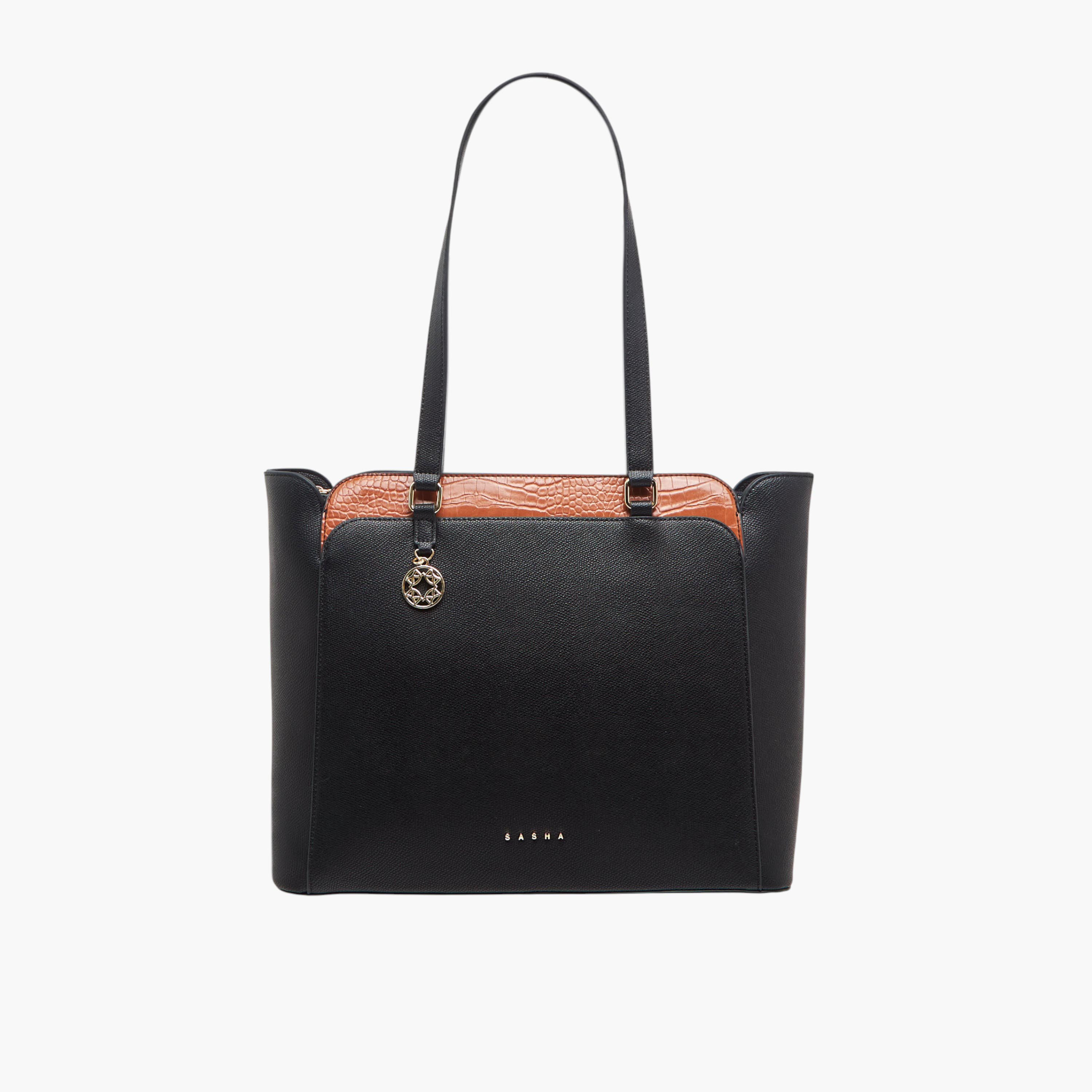 Sasha Kodes Textured Tote Bag with Double Handles-women-bagsandwallets-handbags-image-1