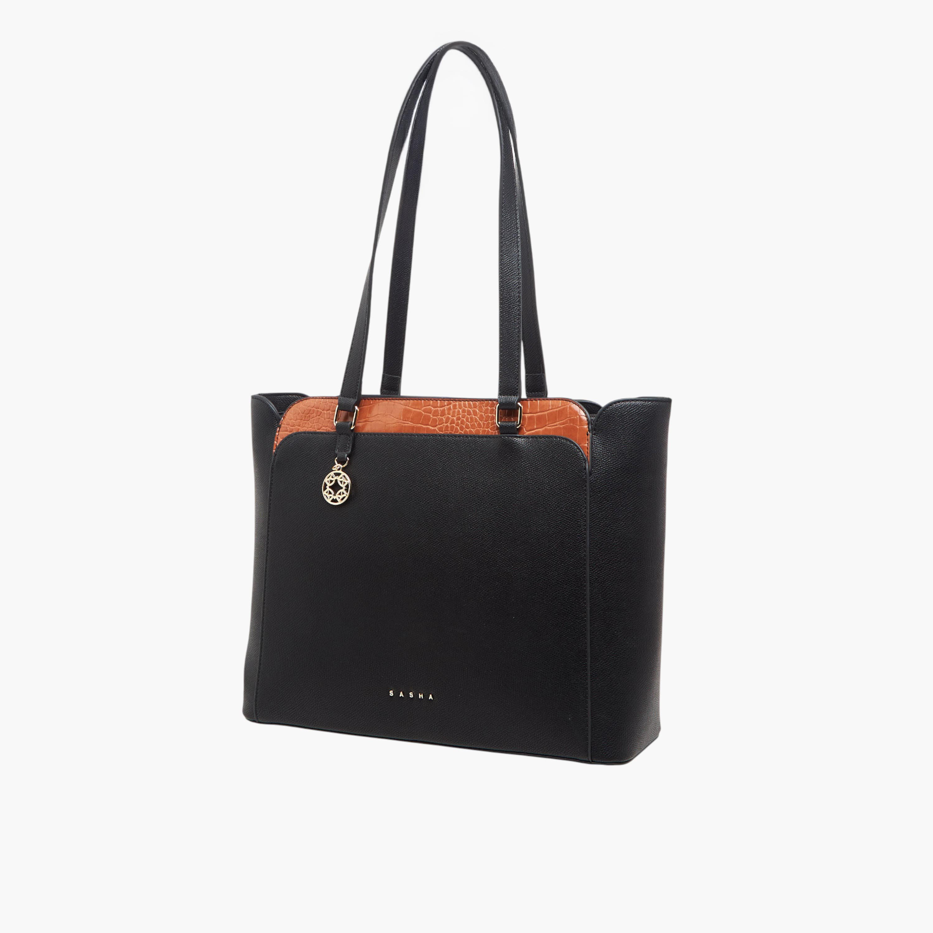 Sasha Kodes Textured Tote Bag with Double Handles-women-bagsandwallets-handbags-image-3