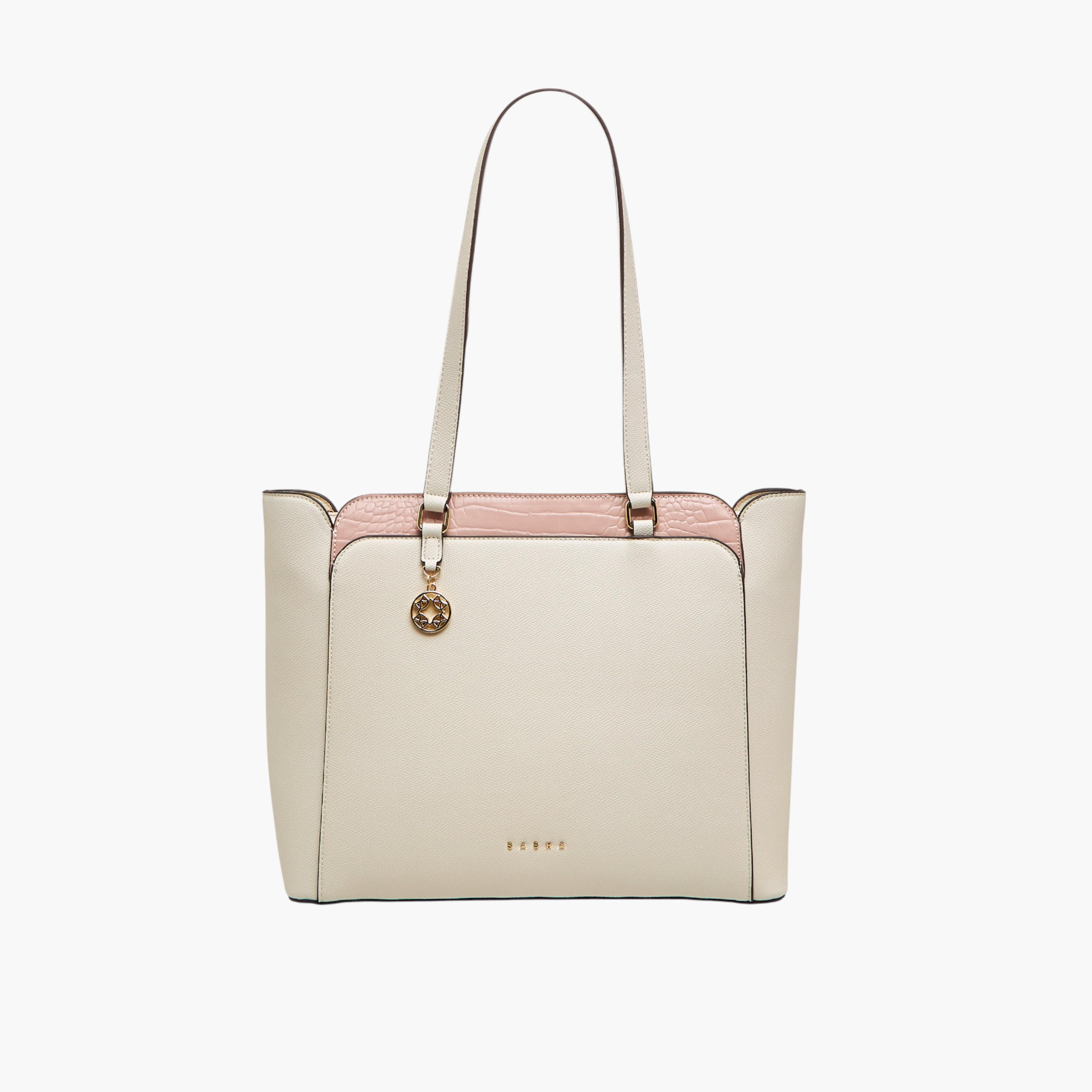 Sasha Kodes Textured Tote Bag with Double Handles-women-bagsandwallets-handbags-image-1