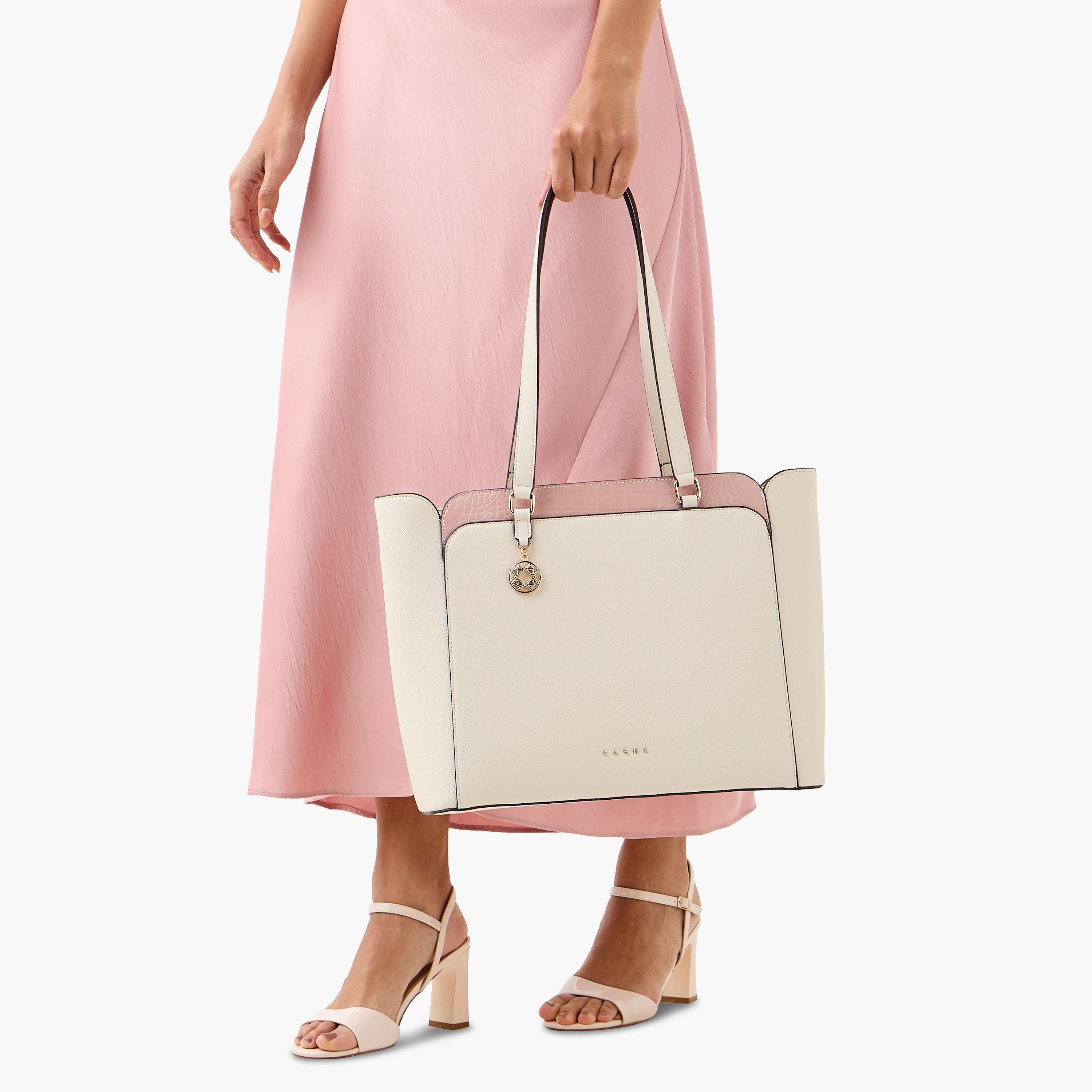 Sasha Kodes Textured Tote Bag with Double Handles-women-bagsandwallets-handbags-image-2