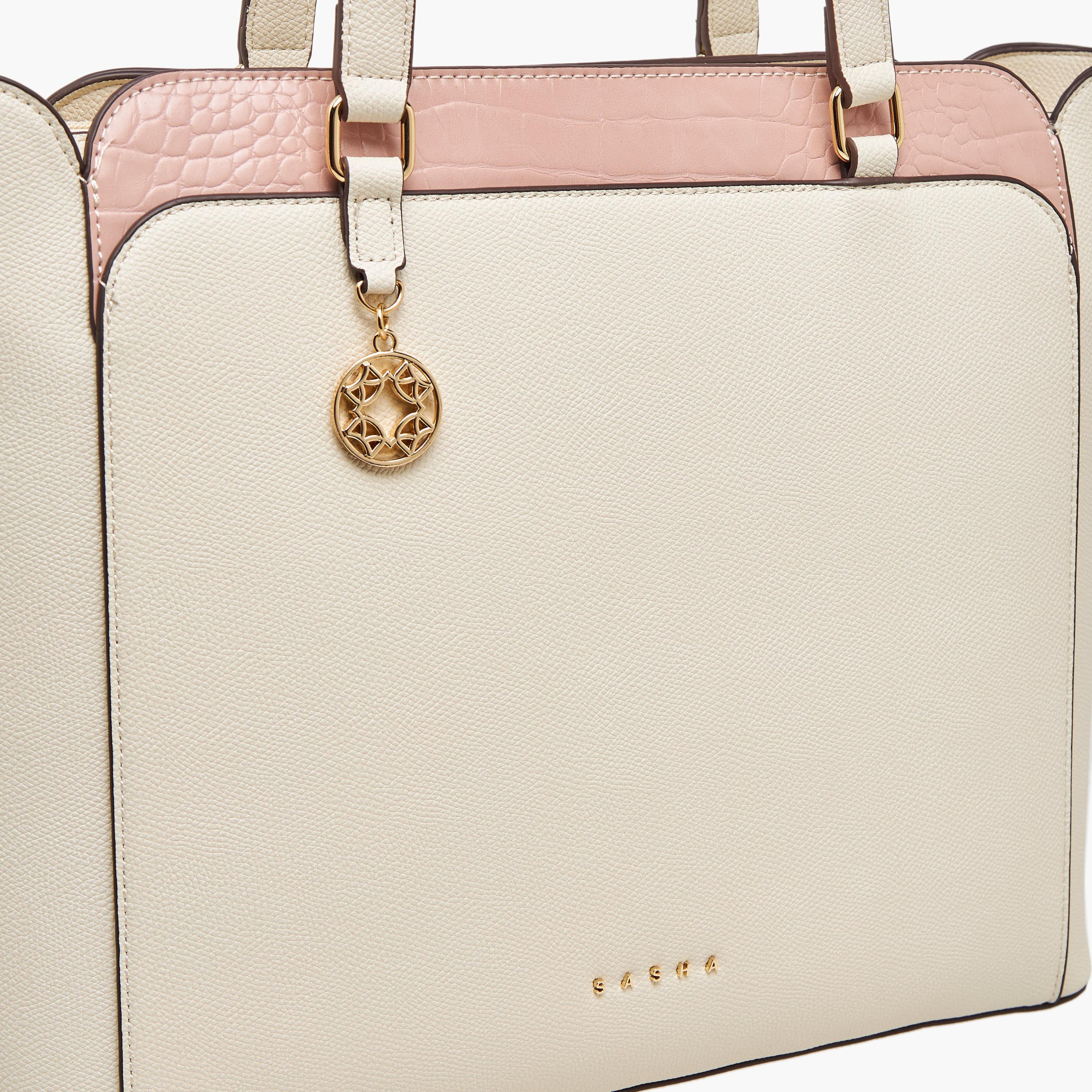 Sasha Kodes Textured Tote Bag with Double Handles-women-bagsandwallets-handbags-image-5