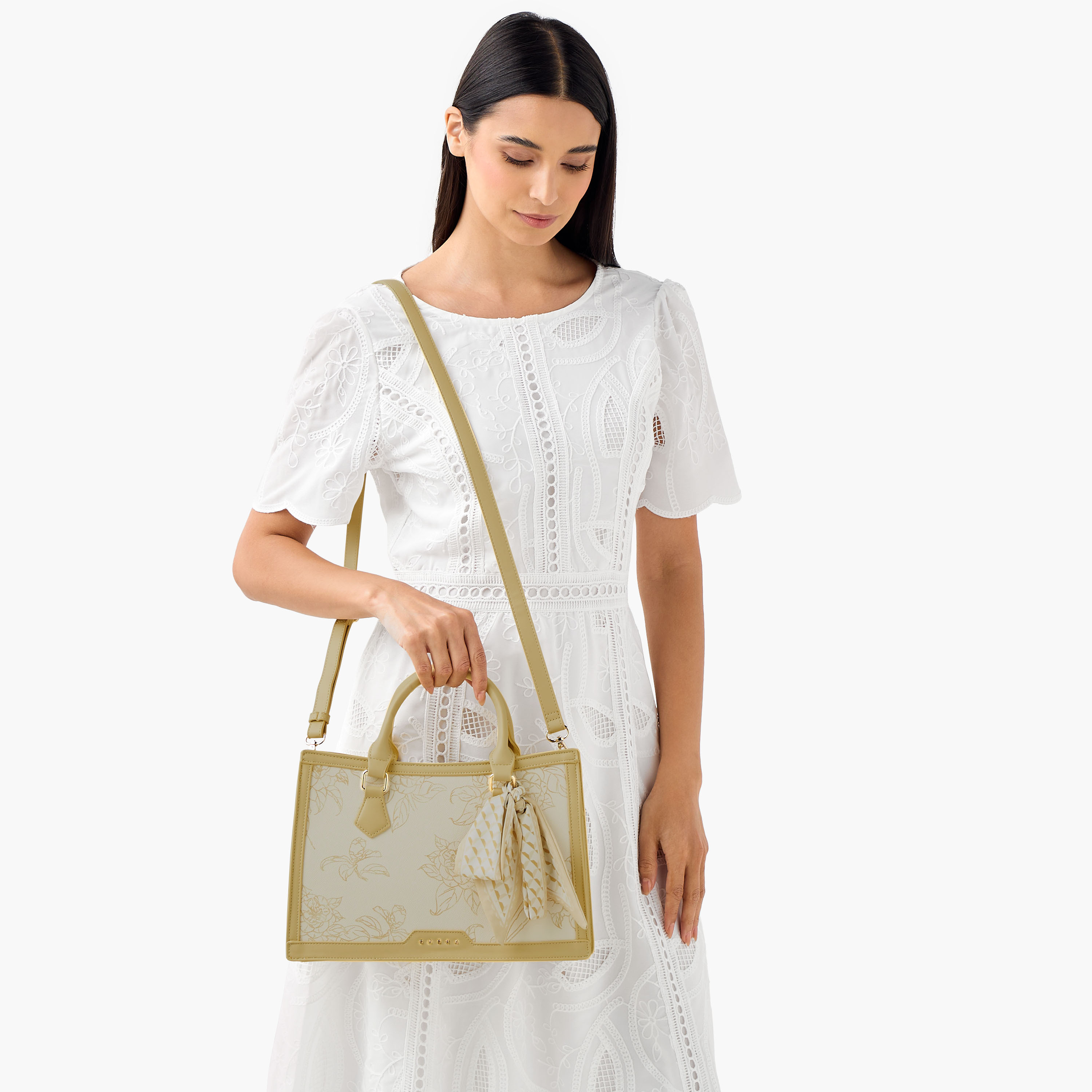 Sasha Kodes Floral Print Tote Bag with Scarf Detail-women-bagsandwallets-handbags-image-2