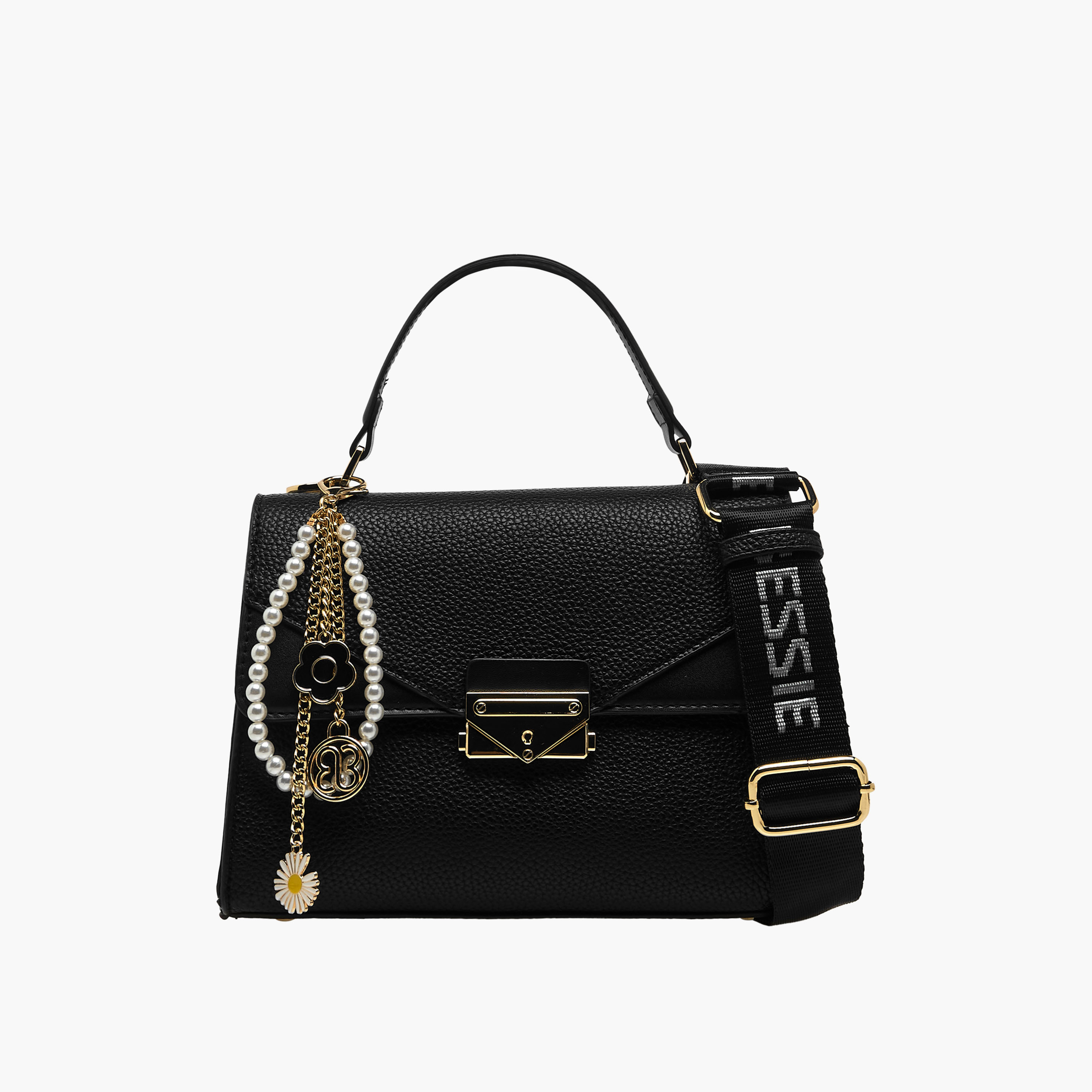 Bessie London Textured Crossbody Bag with Charm Detail-women-bagsandwallets-handbags-image-1
